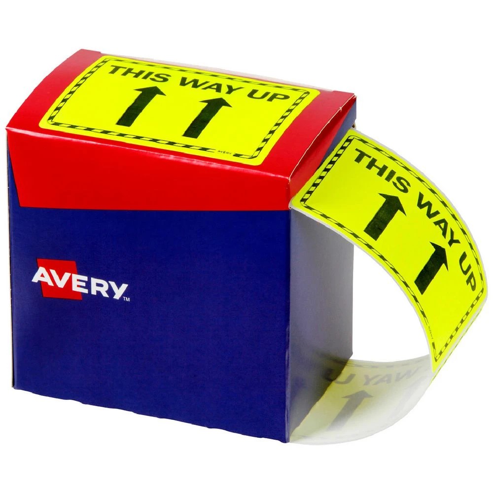 1 Avery This Way Up Labels 75 x 99.6mm Yellow 750 Pack, 1 of 3