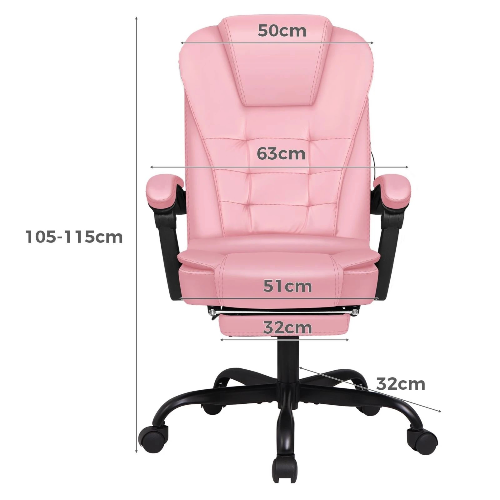 3 Alfordson Massage Office Chair FOOTREST Executive Gaming Racing Seat PU Leather - Pink, 3 of 10