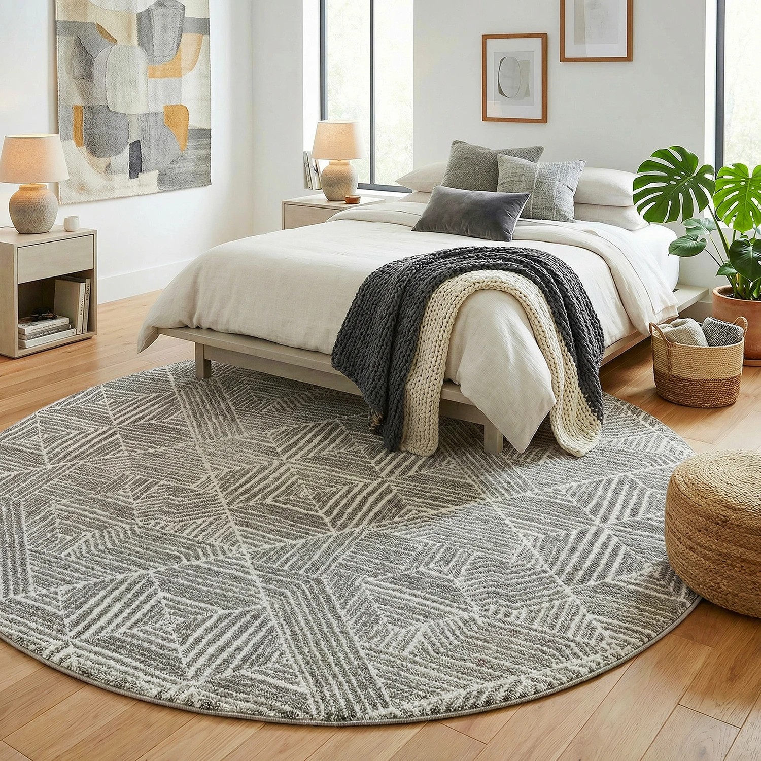 1 Common Ground Rugs Bluebay 457 200x200cm Round - Medium Pet Friendly Rug - Silver, 1 of 5