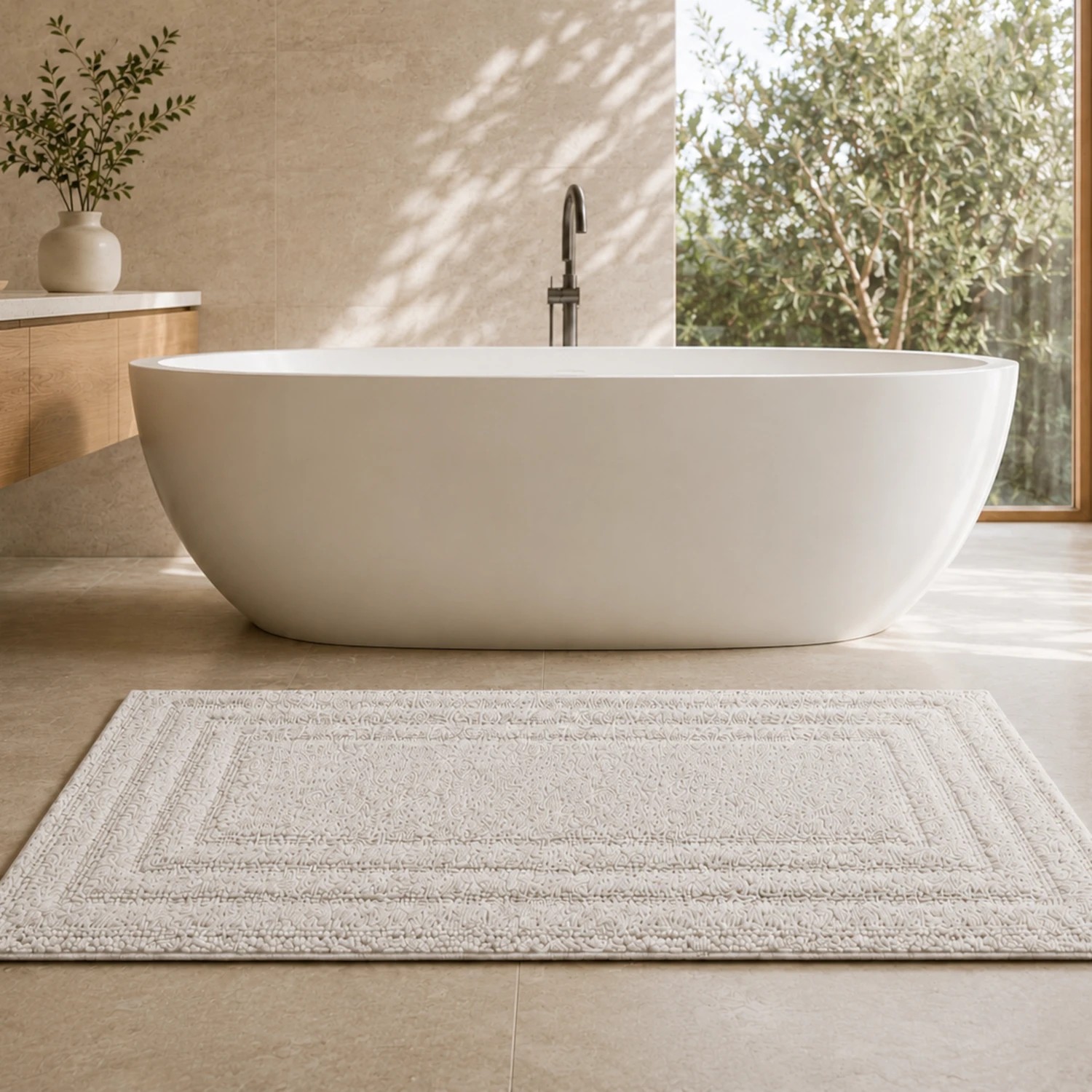 2 La Grace Home Retreat Organic Cotton Bathmat - Beige, 2 of 4
