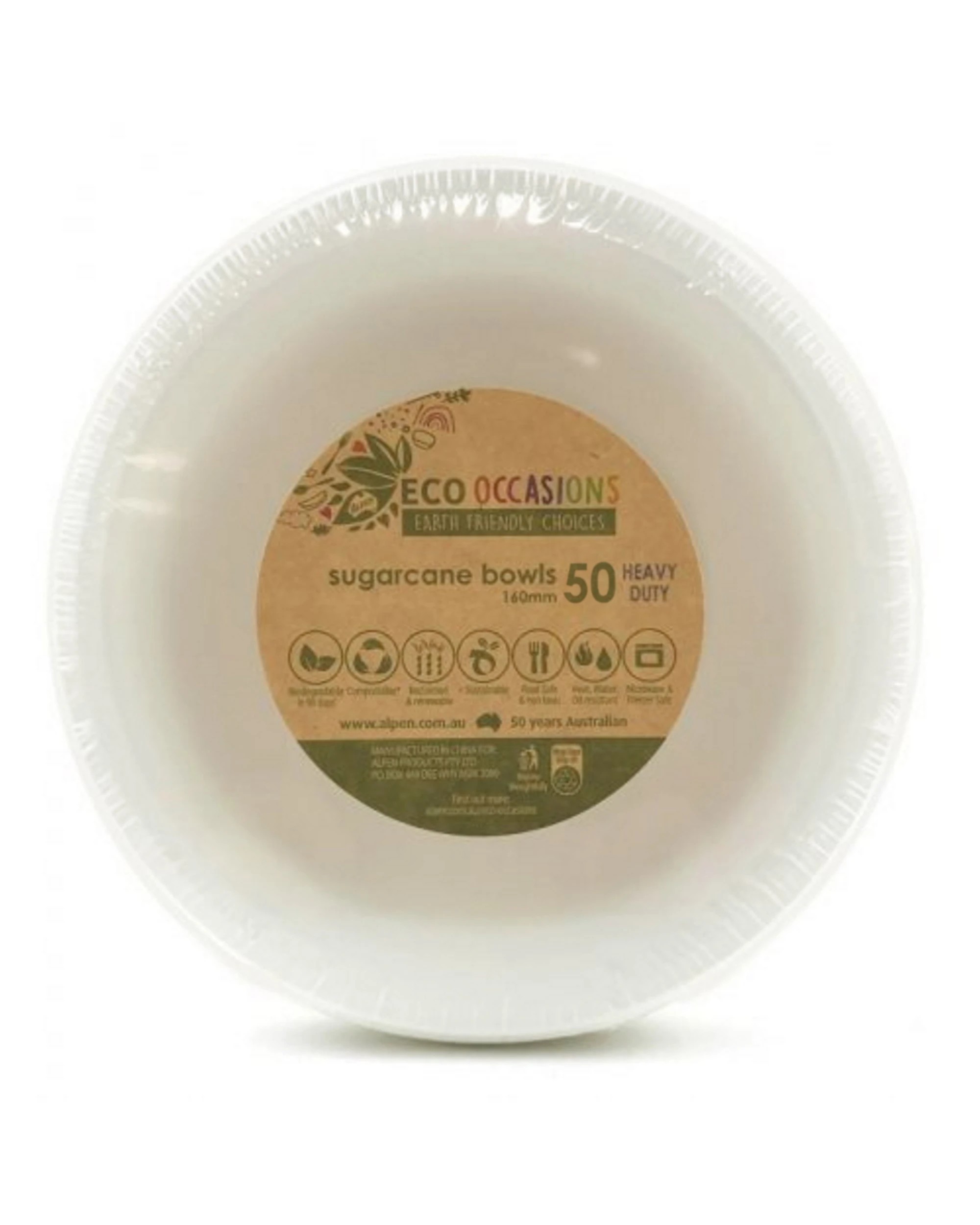 2 Alpen White Sugar Cane Bowls 16cm Bulk Pack of 50, 2 of 3