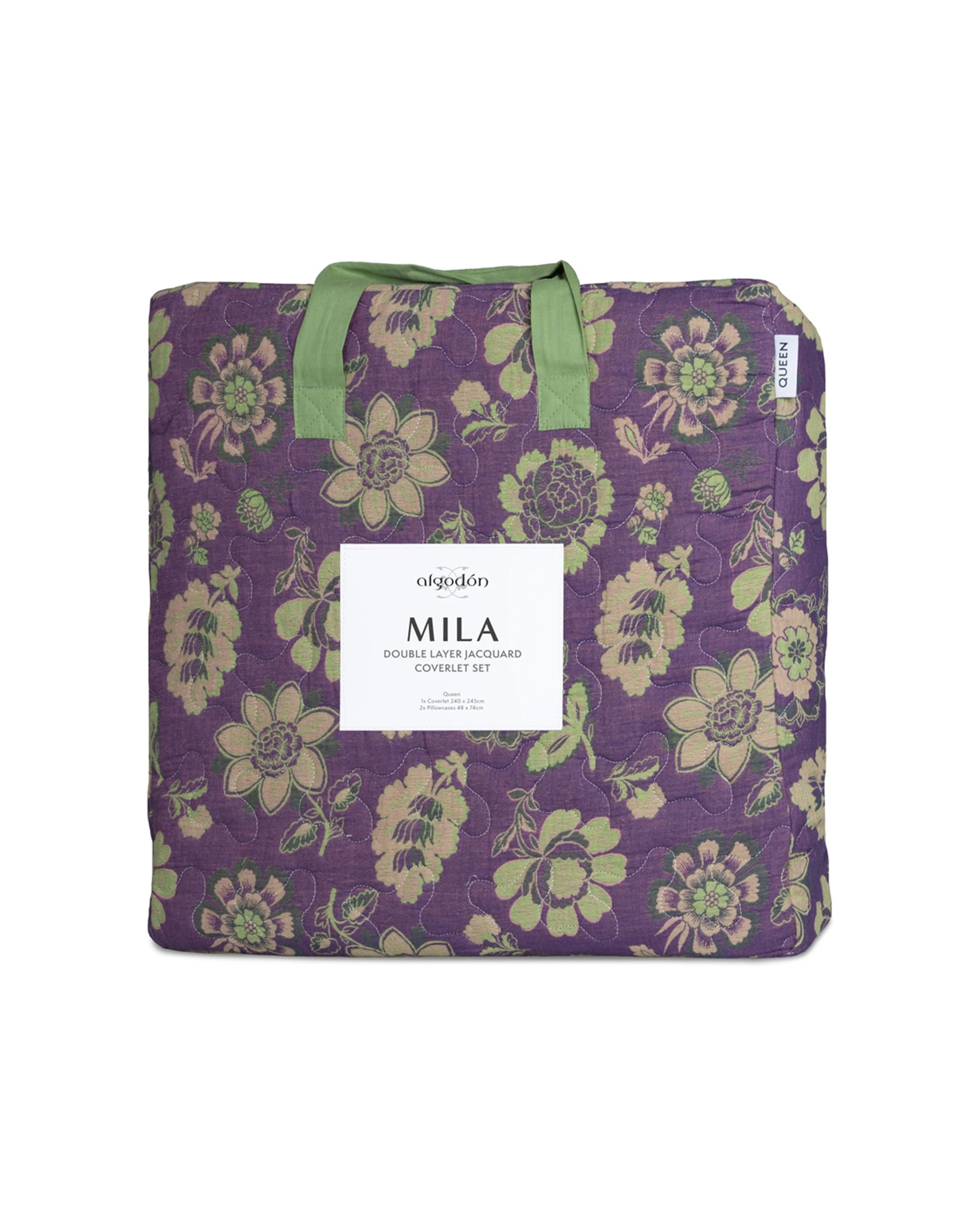 4 Algodon Mila Cotton Jacquard Coverlet With Pillowcase Set 240x245cm - Single/Double - Multi, 4 of 4
