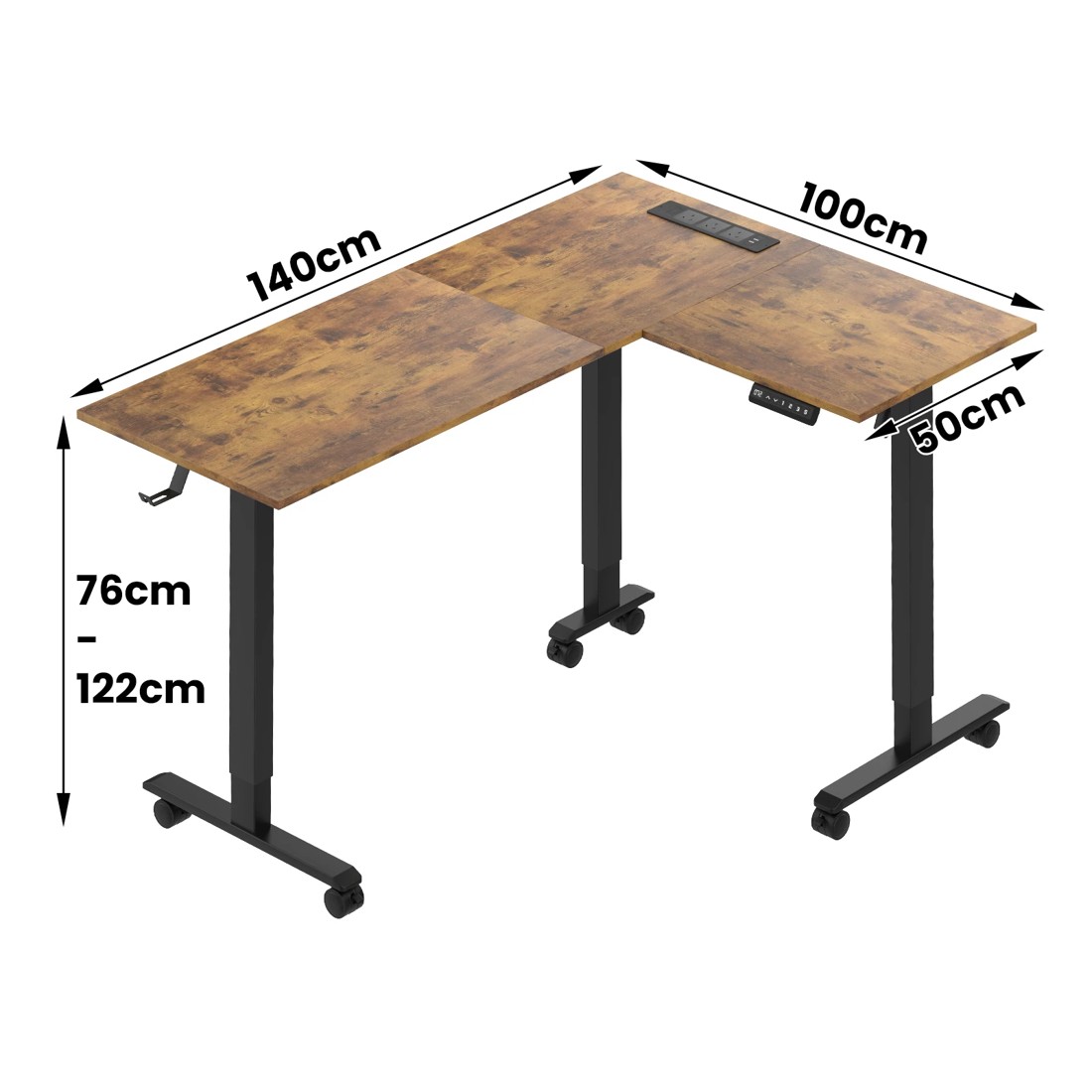 2 Advwin L Shaped Electric Standing Desk Adjustable Computer Desk with Charging Station - Brown, 2 of 9