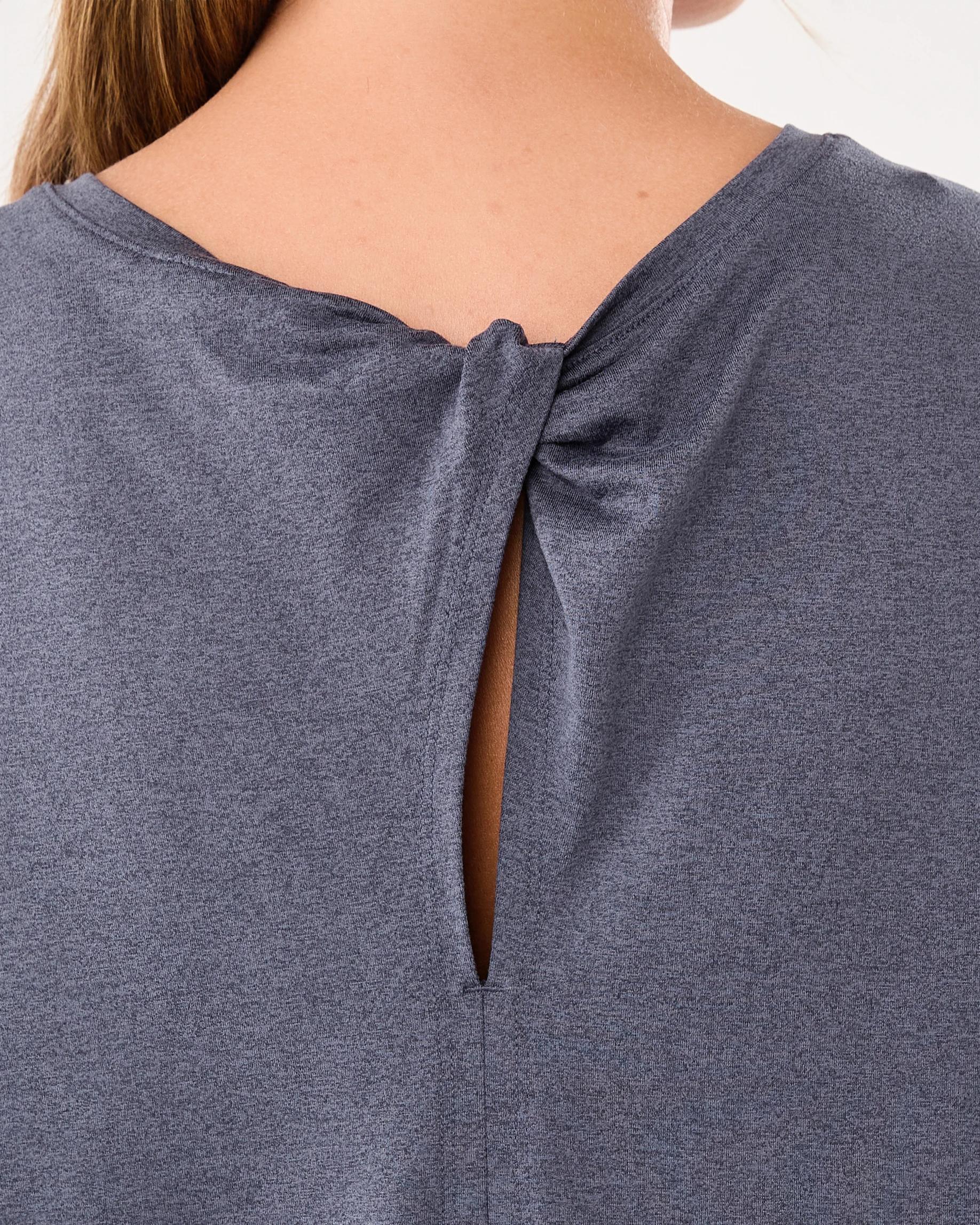 5 Active Womens Twist Back Studio T-shirt Wshed Navy, 5 of 7