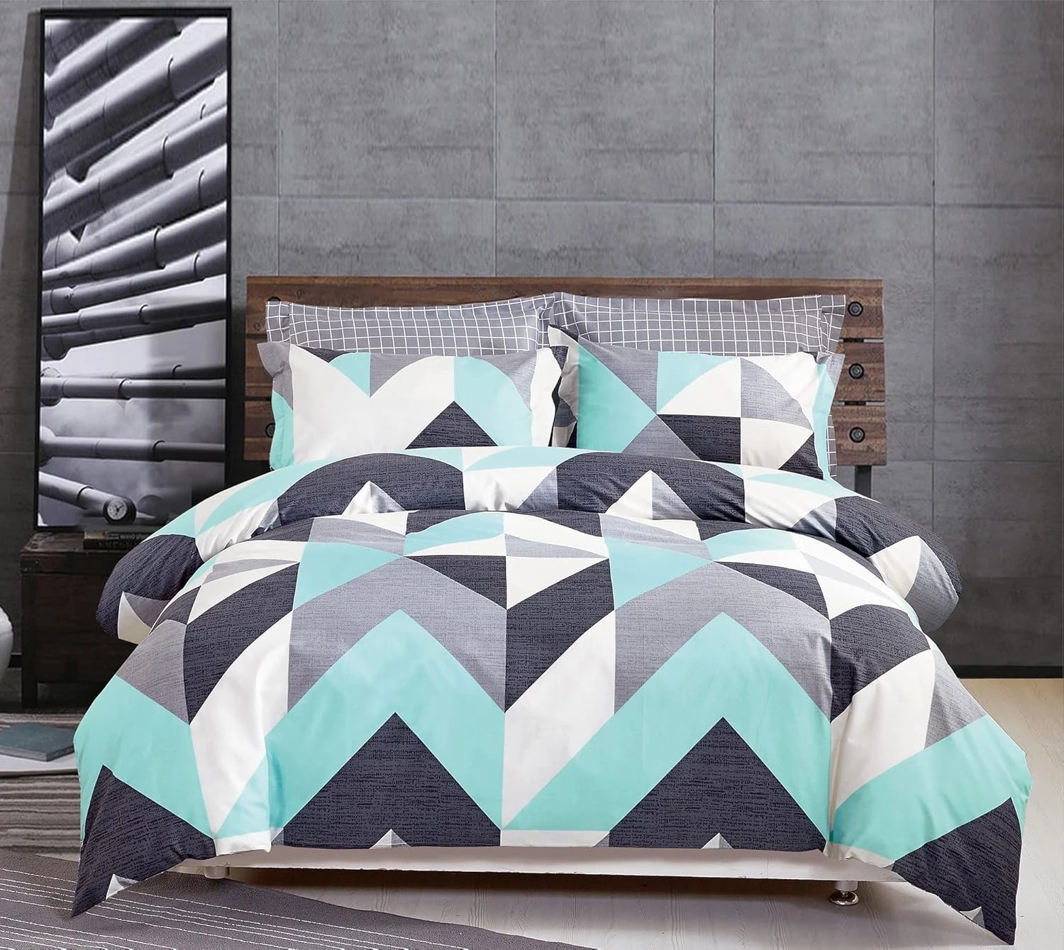 1 Gioia Casa Printed Cotton Quilt Cover Set Reversible - Modern City - King Bed, 1 of 5
