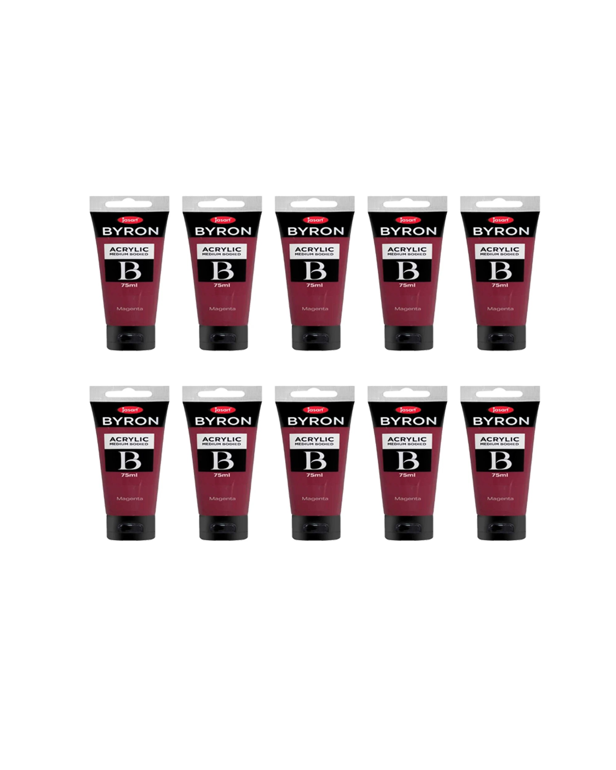 1 Jasart 10PK Byron Acrylic Paint Tube Art Craft Medium Bodied Non Toxic 75ml Magenta - Pink, 1 of 2