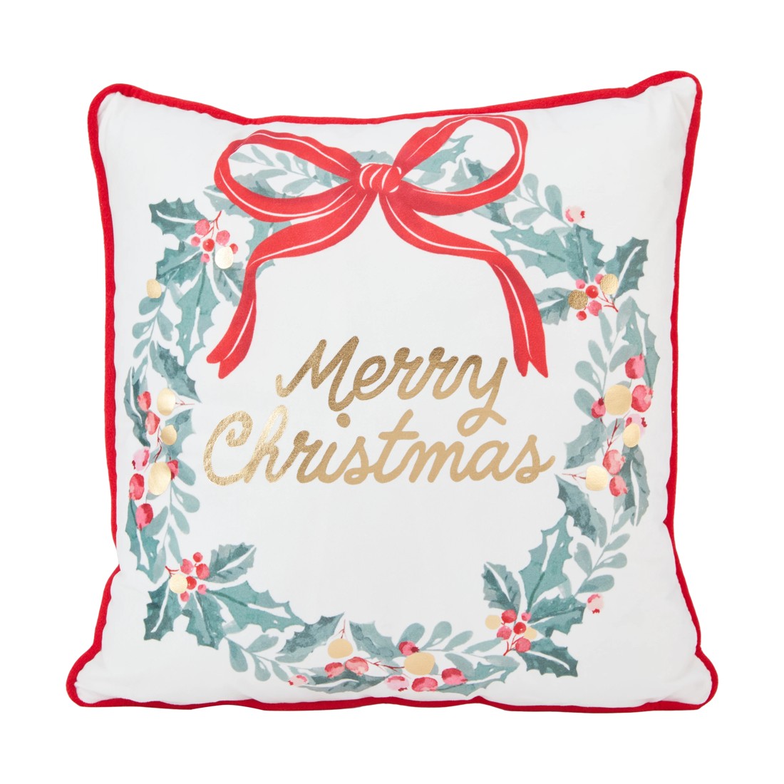 1 43cm Christmas Wreath Cushion, 1 of 4