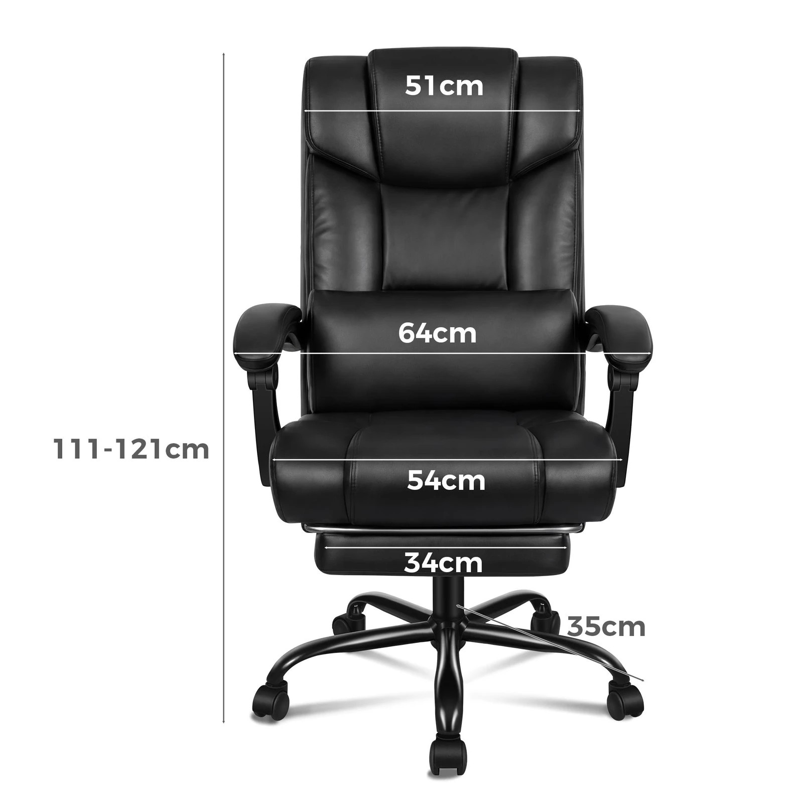 3 Alfordson Office Chair Executive Computer Gaming PU Leather Seat Recliner - Black, 3 of 10
