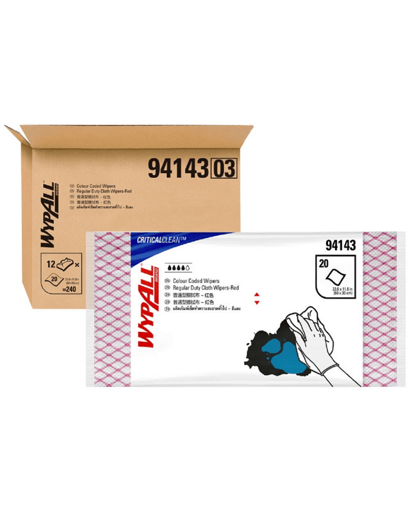 Wypall Colour Coded Regular Duty Cloths Red 240 Pack