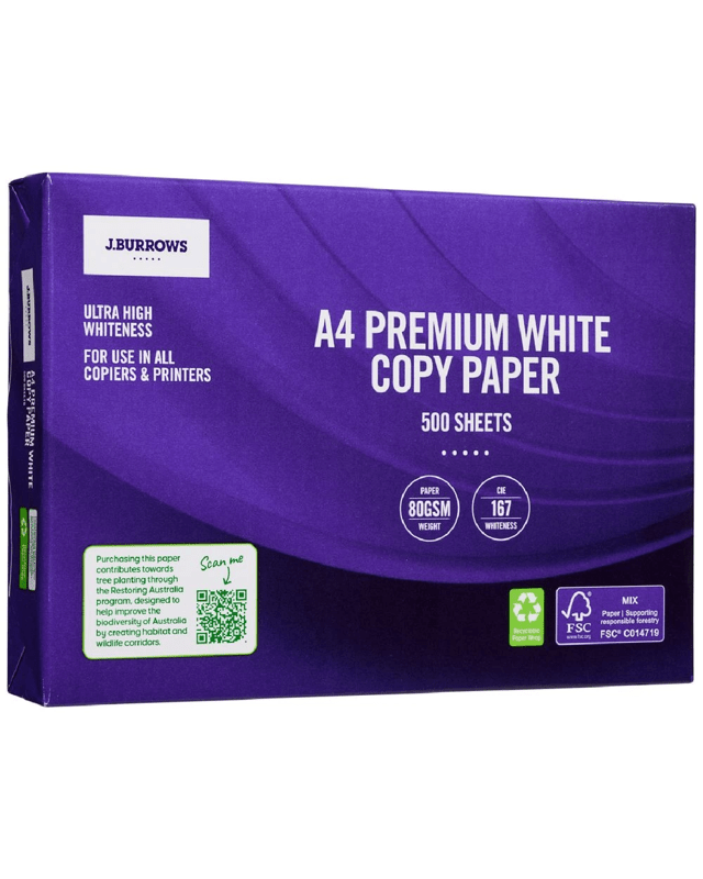 J.Burrows 80gsm Premium A4 Copy Paper 500 Sheet 