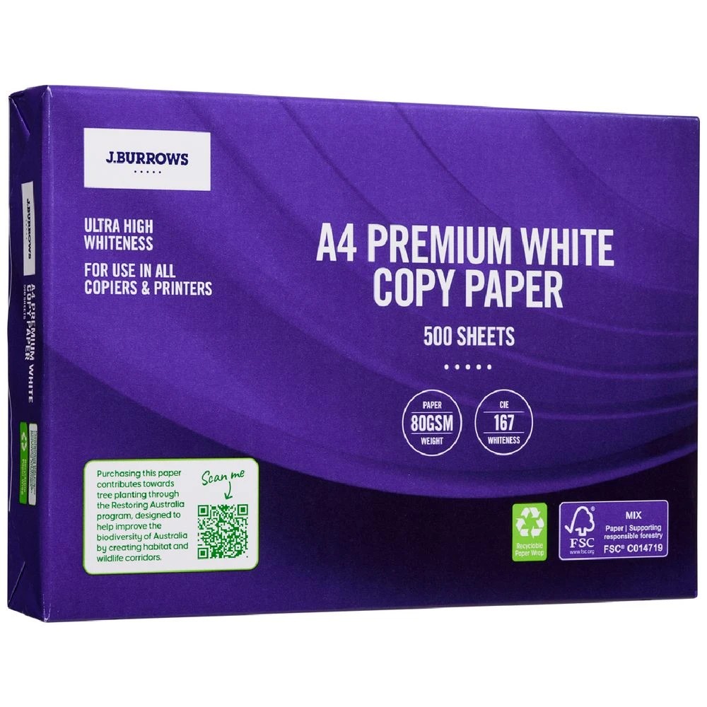 1 J.Burrows 80gsm Premium A4 Copy Paper 500 Sheet Ream, 1 of 2