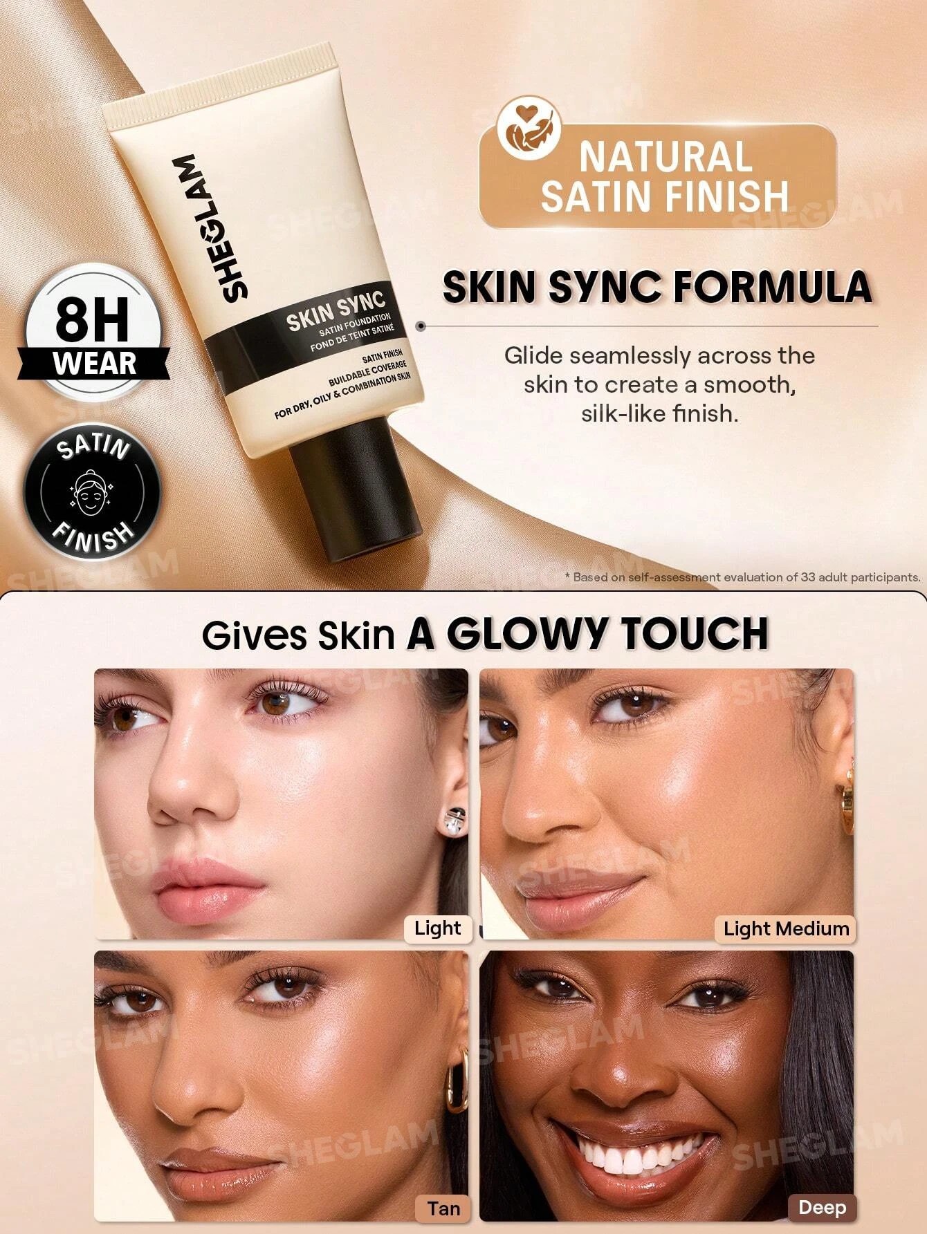 6 SHEGLAM Skin Sync Satin Foundation - Shell, 6 of 10