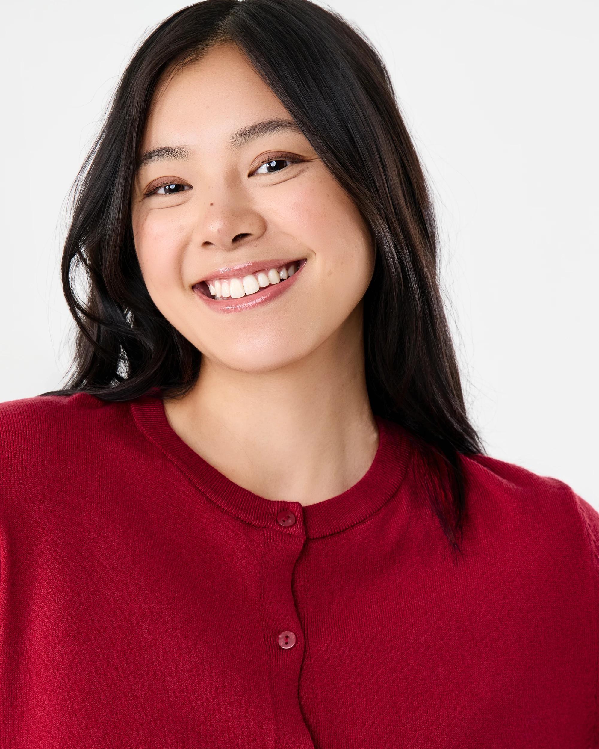 4 Lightweight Crew Neck Cardigan Spice Red, 4 of 6