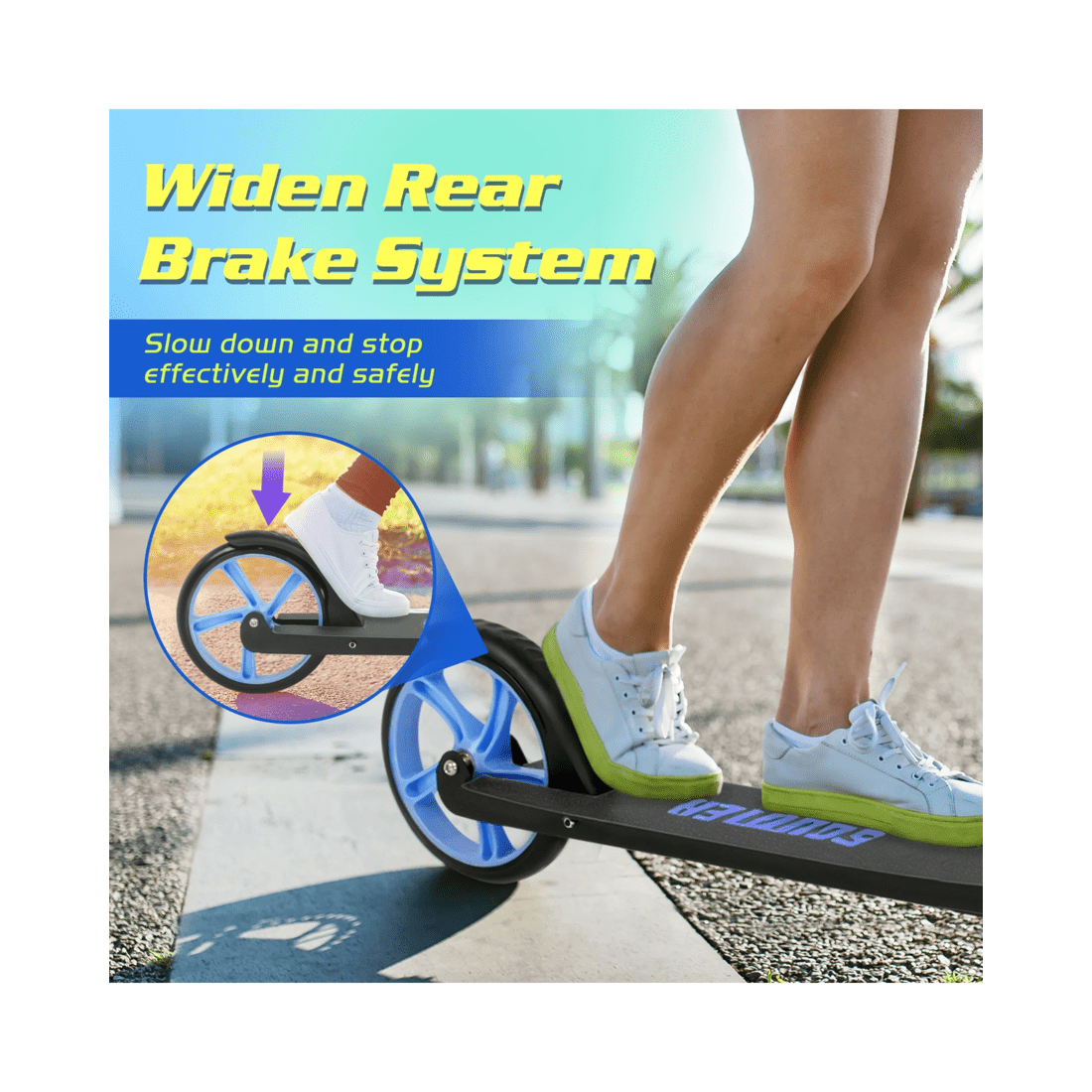 6 Advwin Folding Kids Kick Scooter w/ Big Wheel & Adjustable Height Blue, 6 of 9