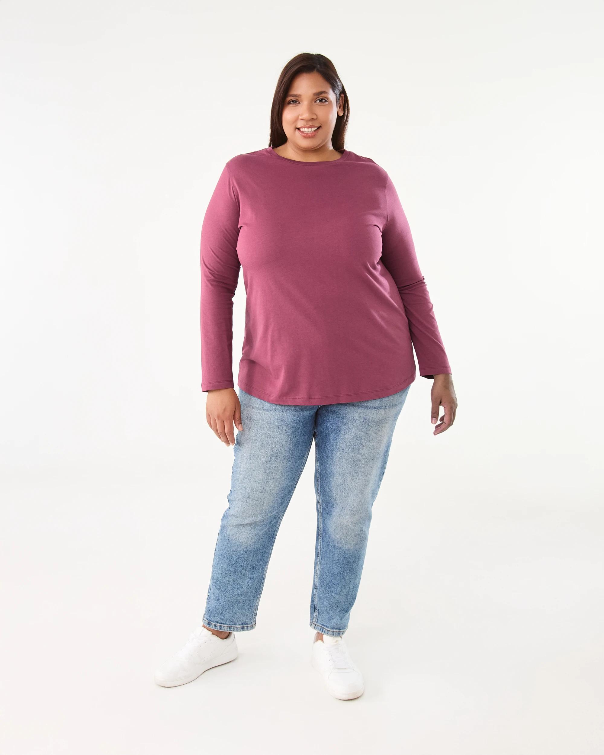 7 Curve Long Sleeve Cotton T-shirt Maroon, 7 of 7