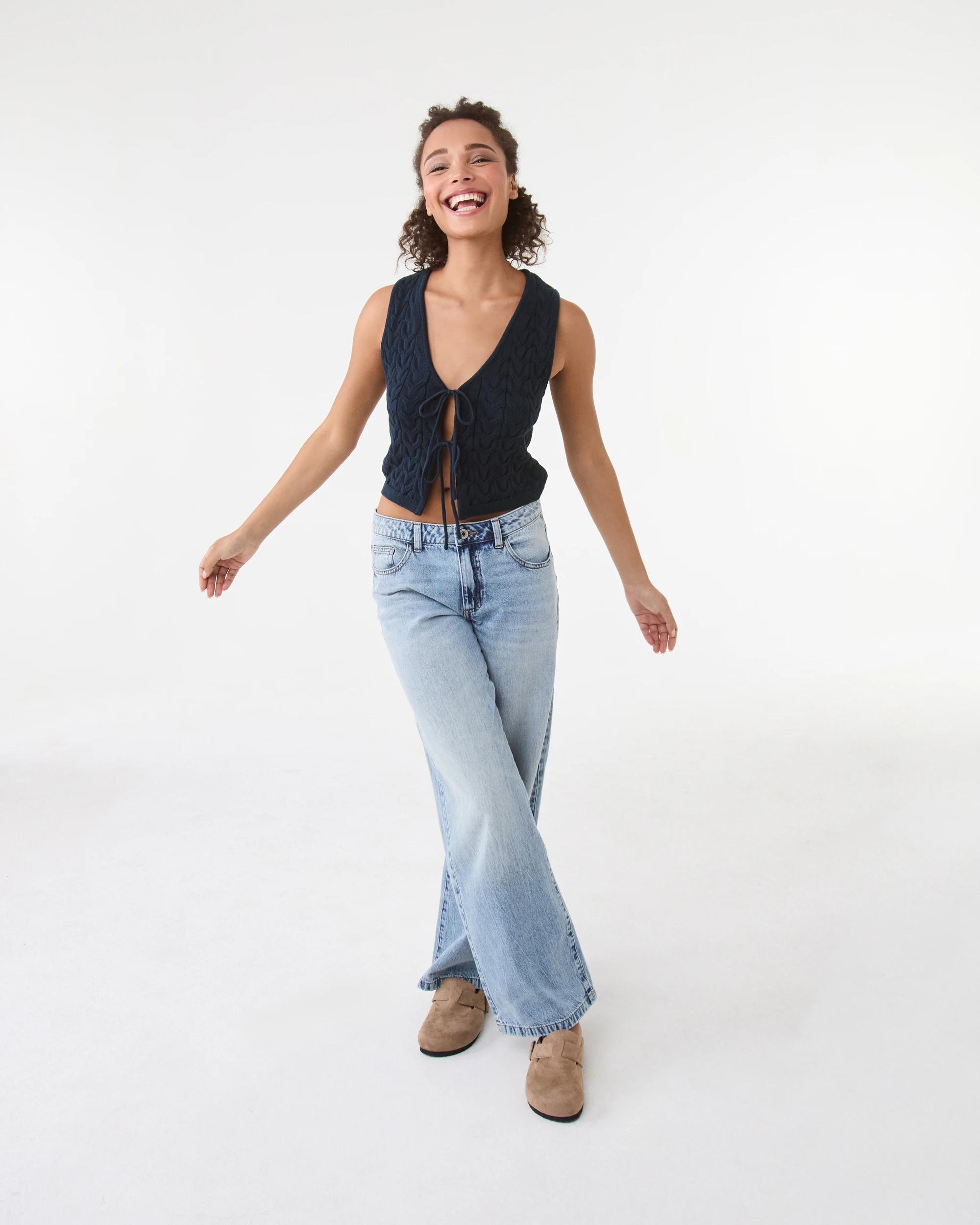 2 True Knit Cable Tie Vest Navy Blaze, 2 of 8