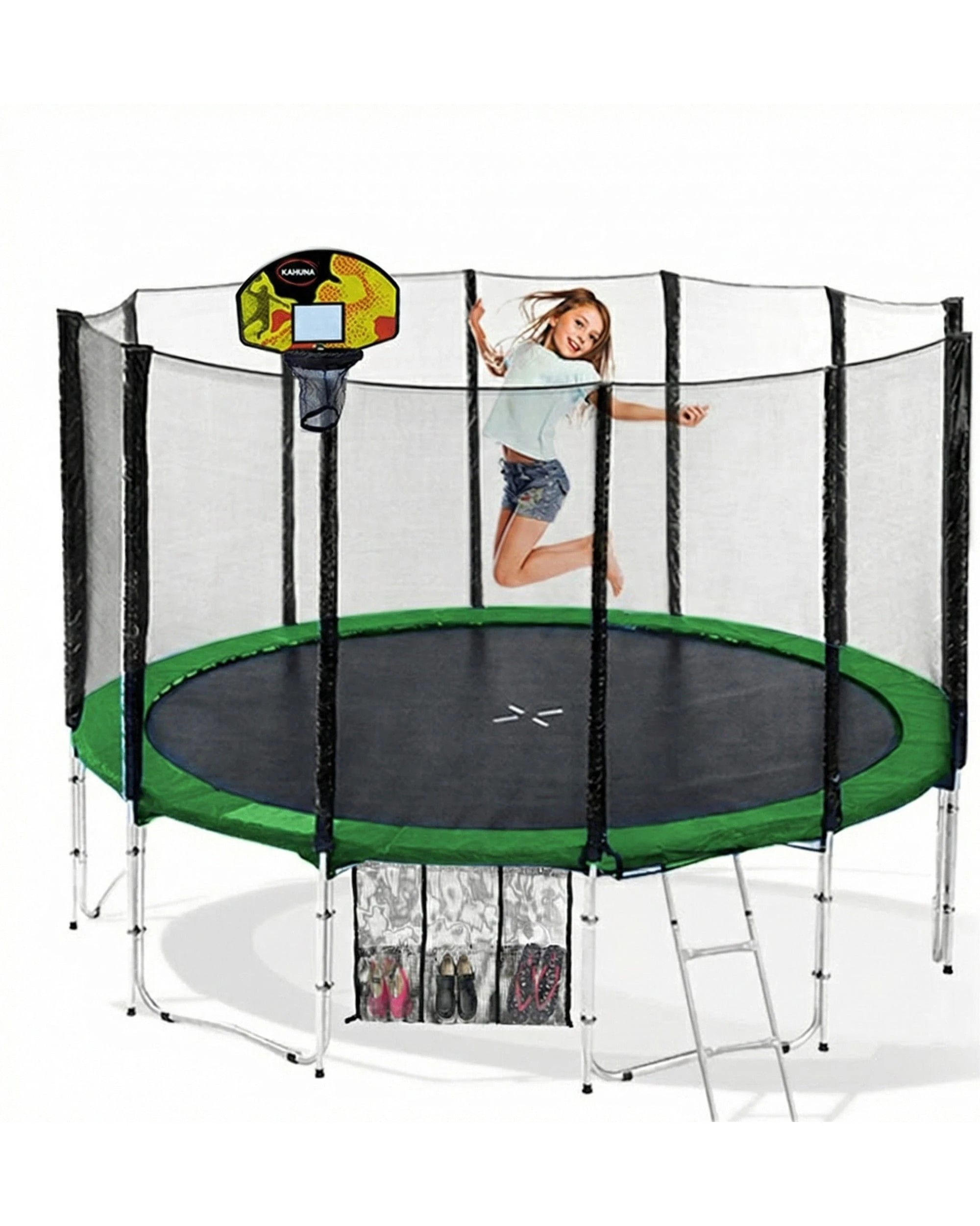 9 Kahuna Blizzard 12 ft Trampoline with Basketball Set - Green, 9 of 9
