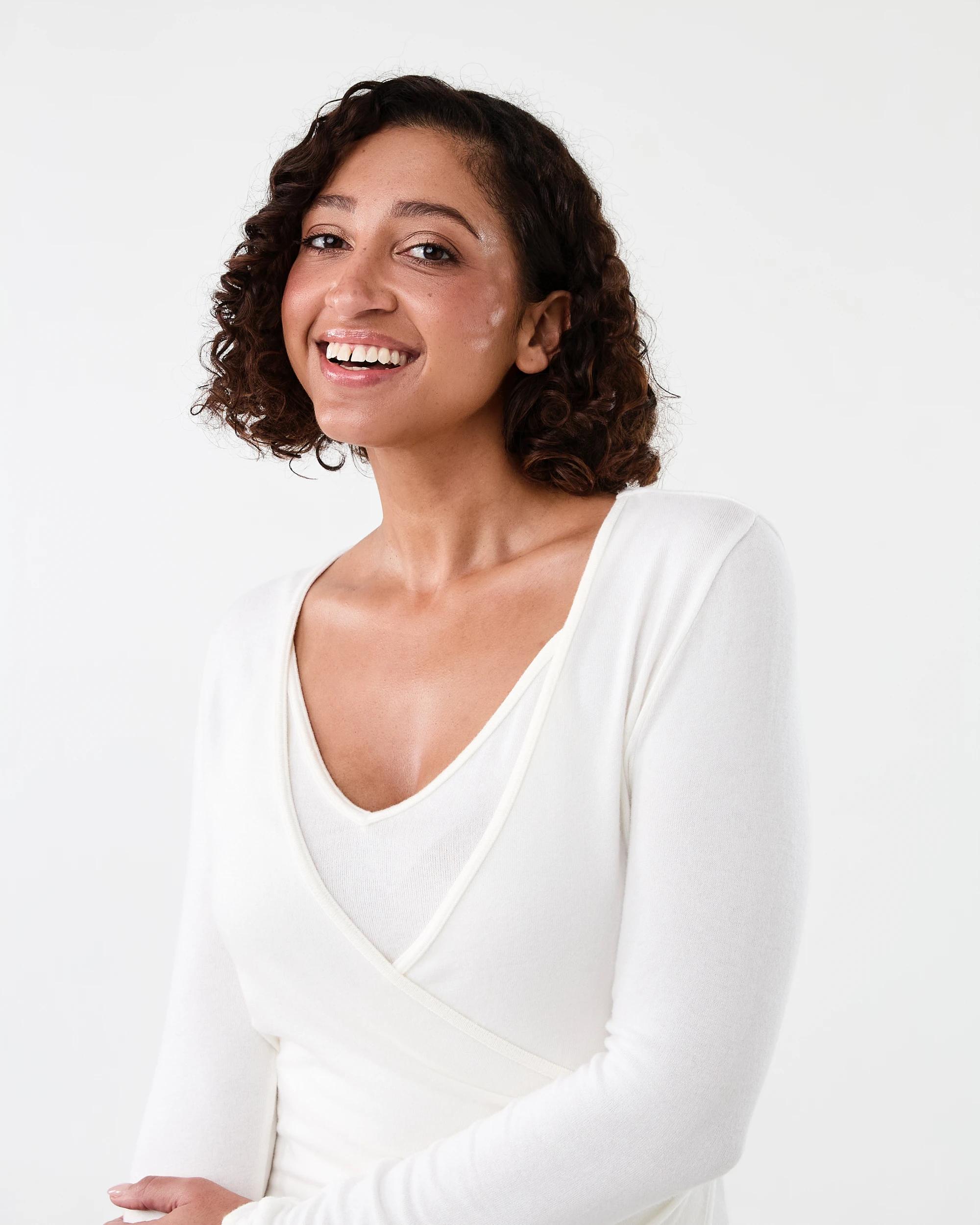 4 Long Sleeve Twofer Wrap Top Cld White, 4 of 7