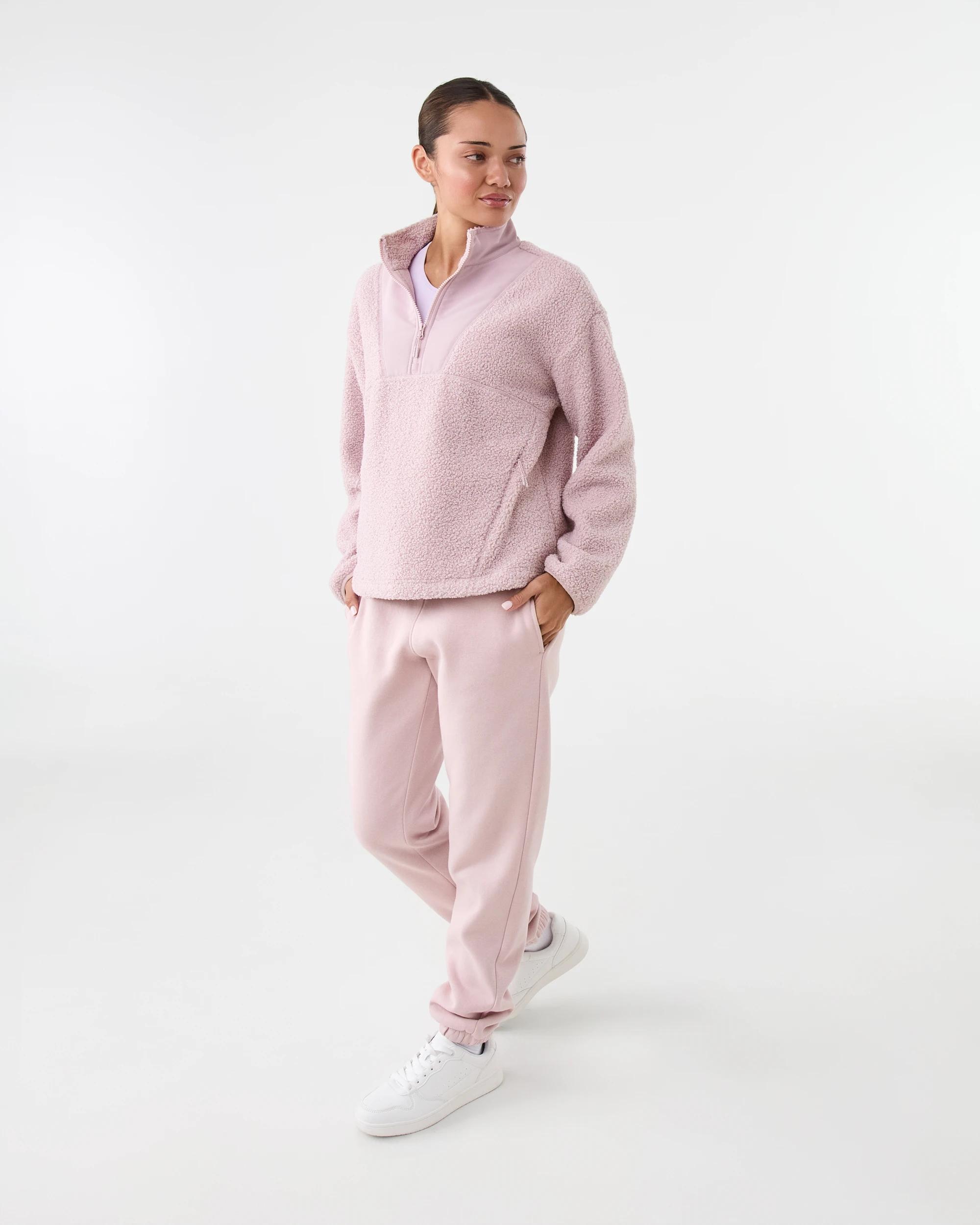 3 Active Womens 1/4 Zip Sherpa Jumper Sol B Pink, 3 of 7