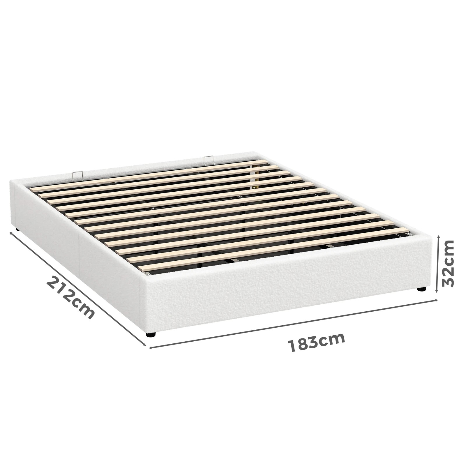 3 Alfordson Bed Frame King Size Gas Lift Storage Mattress Base Boucle Barlow - White, 3 of 10