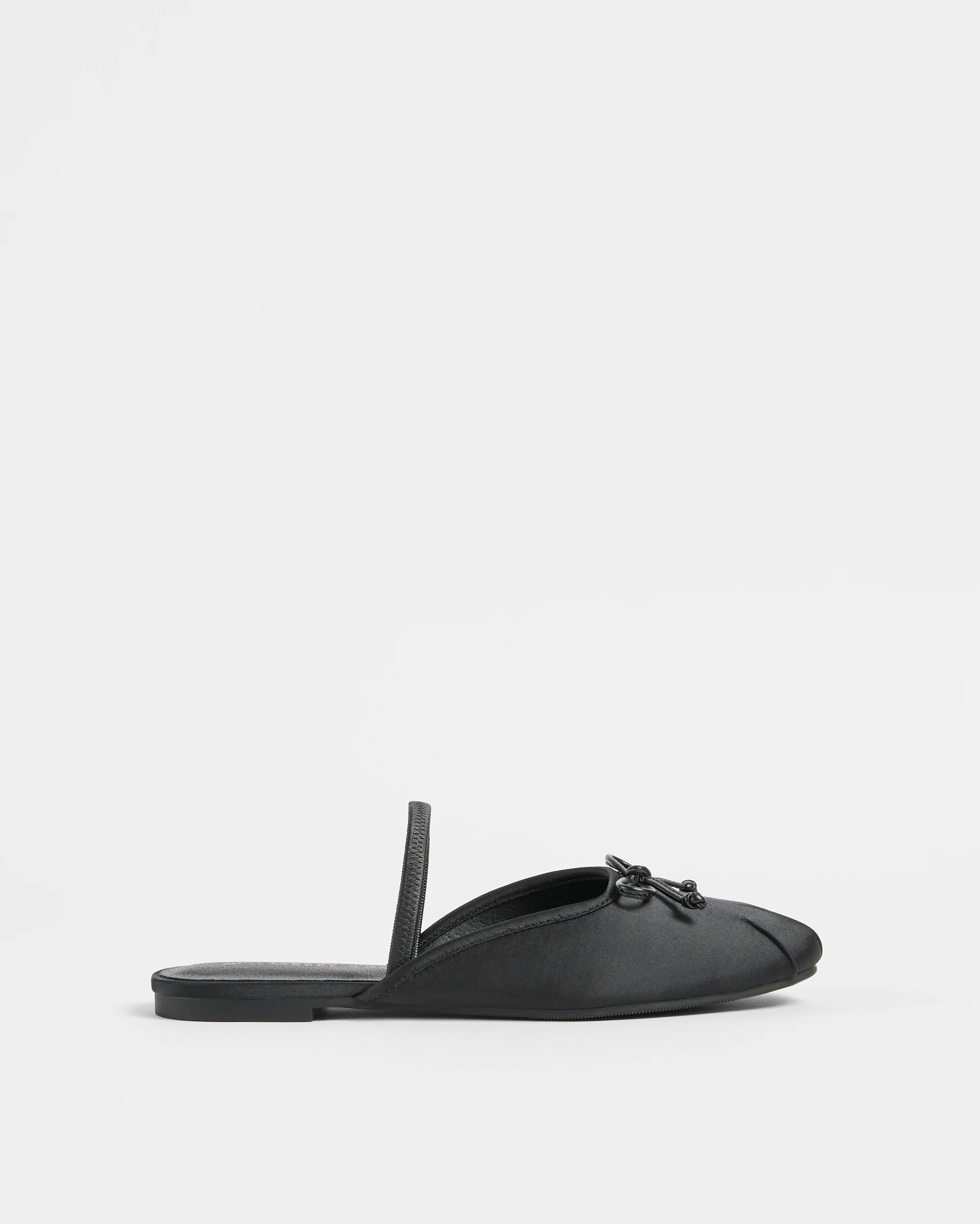 1 Target Womens Elastic Back Ballet Flat - Ella BLACK SATIN, 1 of 3