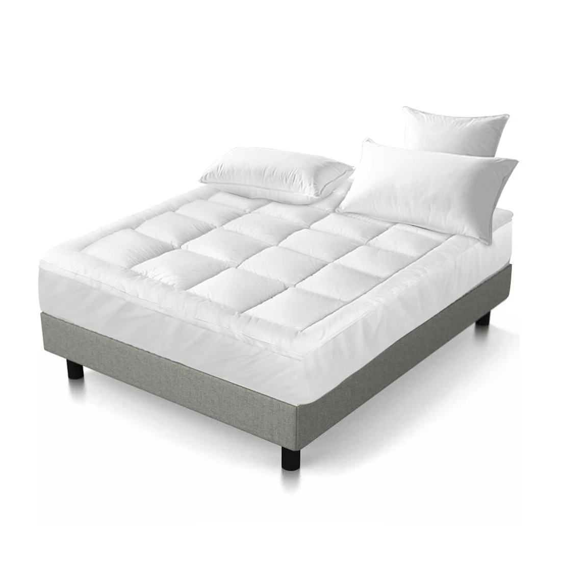 1 Giselle Bedding Prime Pillowtop Mattress Topper Underlay Pad Mat Cover QUEEN - White, 1 of 2