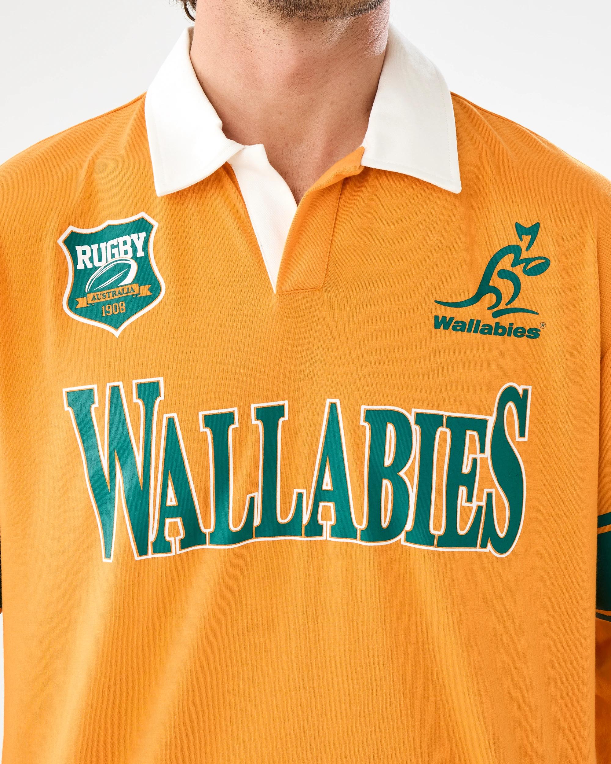5 Wallabies Rugby Adult Long Sleeve T-shirt Yellow, 5 of 6