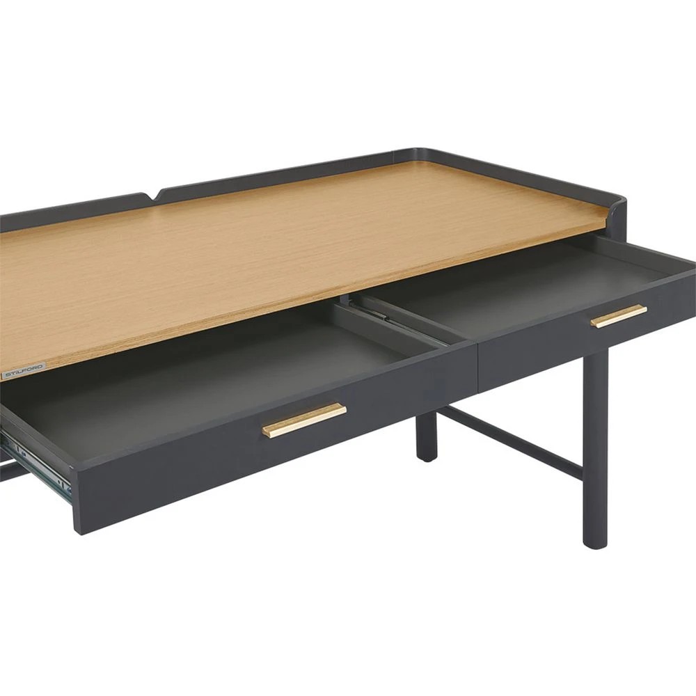 9 Stilford Leipzig 2 Drawer 1400mm Desk Charcoal and Oak Desks, Tables and Workstations, 9 of 10