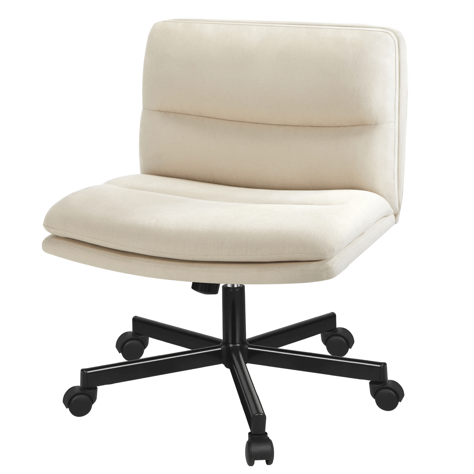 1 Alfordson Desk Chair Office Computer Armless Wide Seat Mid Back Fabric - Beige, 1 of 7