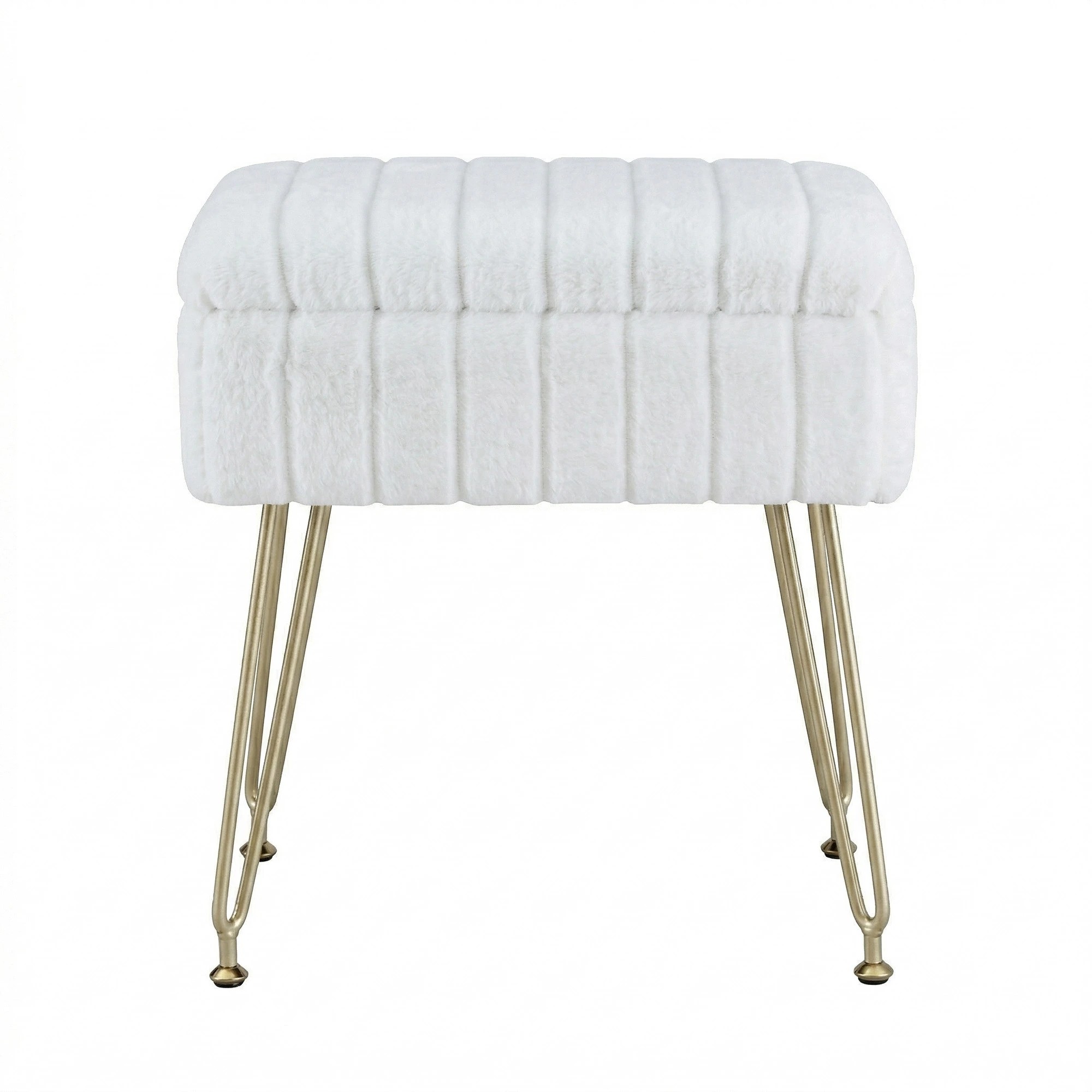 3 Artiss Storage Ottoman Vanity Foot Stool - White, 3 of 4