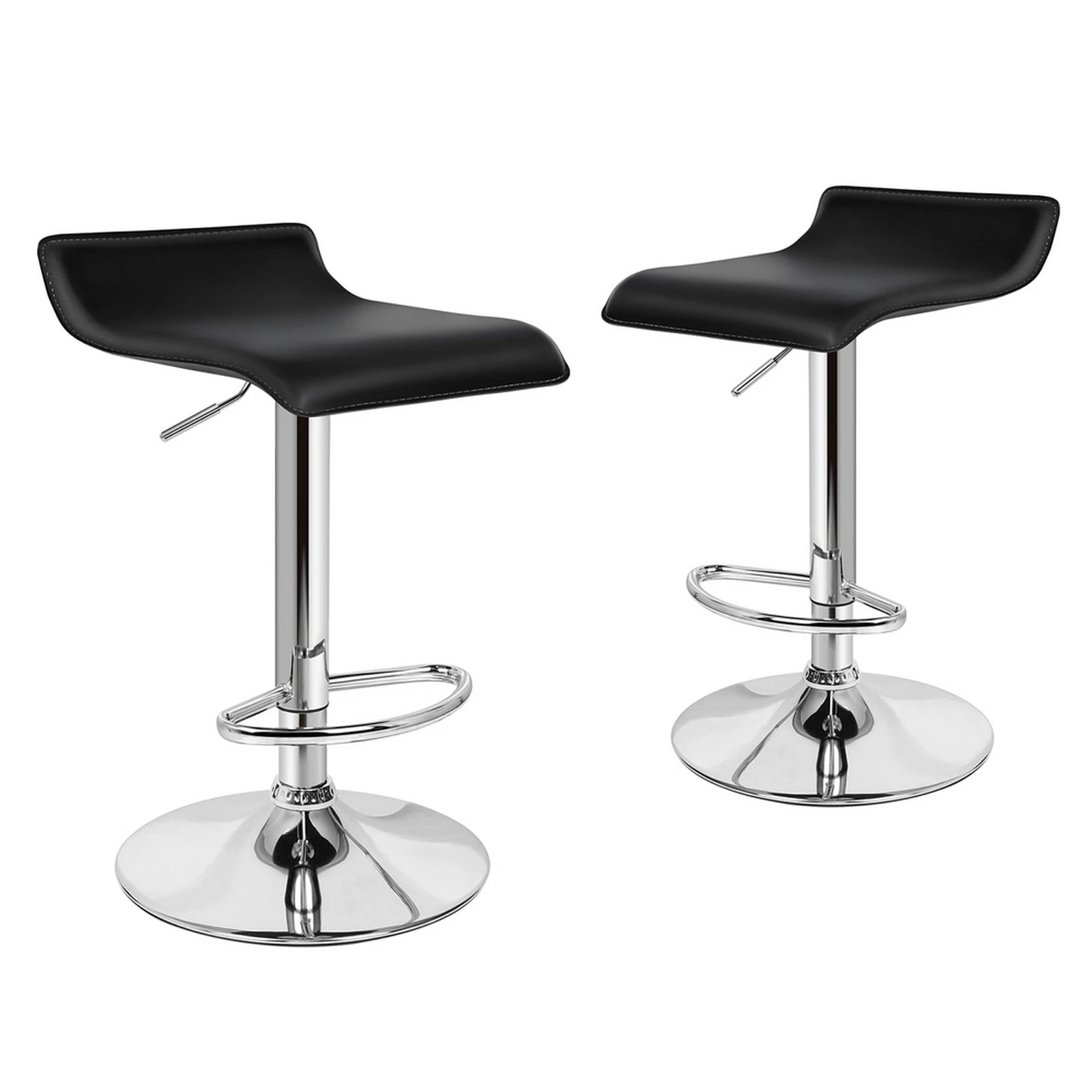 1 Alfordson 2x Bar Stools Saxton Kitchen Swivel Chair Leather Gas Lift - Black, 1 of 7