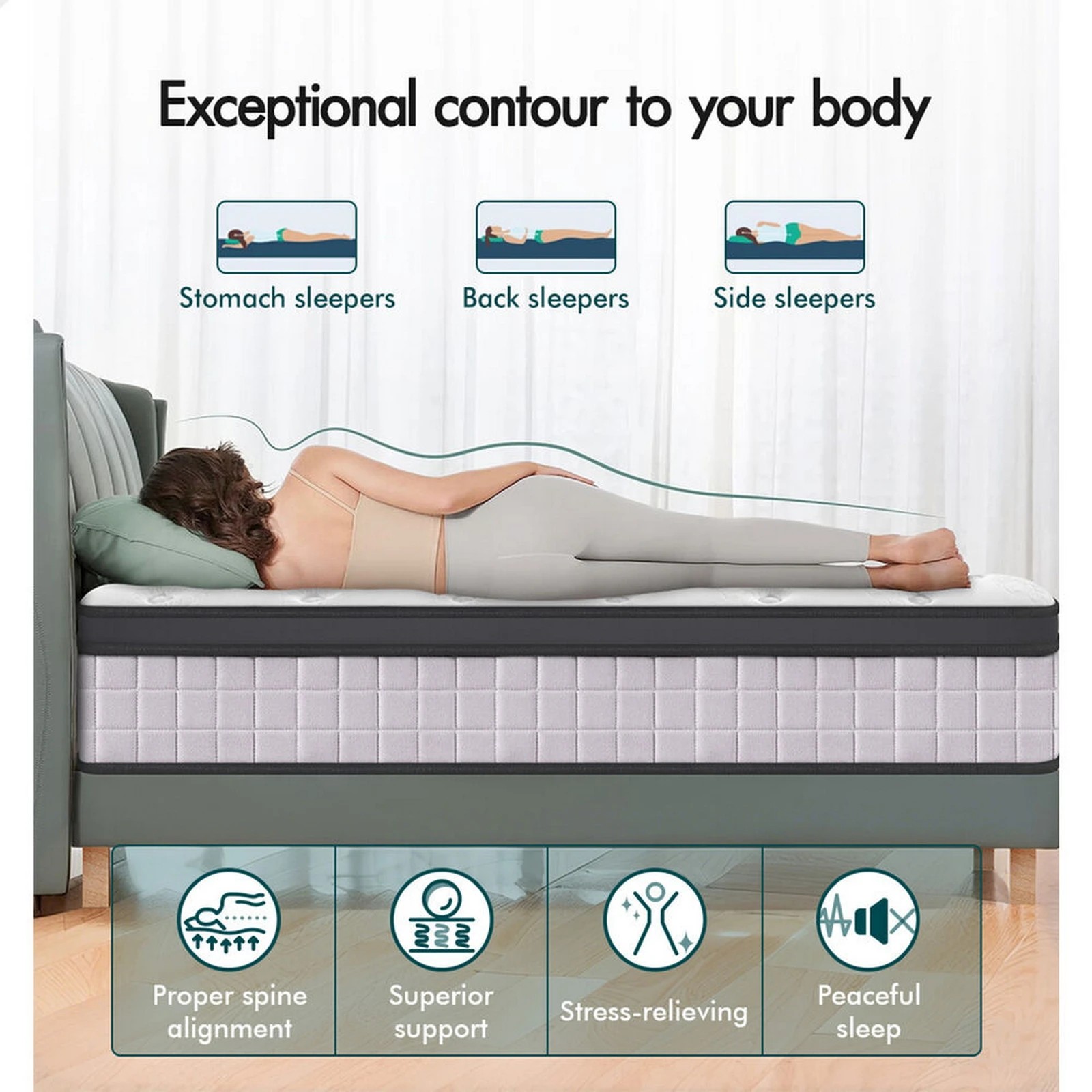 4 Alfordson Mattress 23CM Euro Top Spring Foam Bedding Medium Firm - Queen Bed, 4 of 10