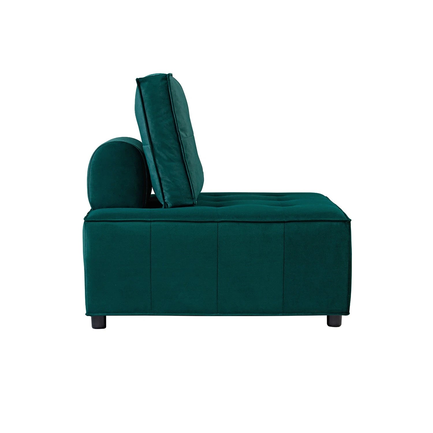 5 Foret 86cm Armless Seat Modular Extension Lounge Couch Velvet Fabrics Sofa Green, 5 of 10
