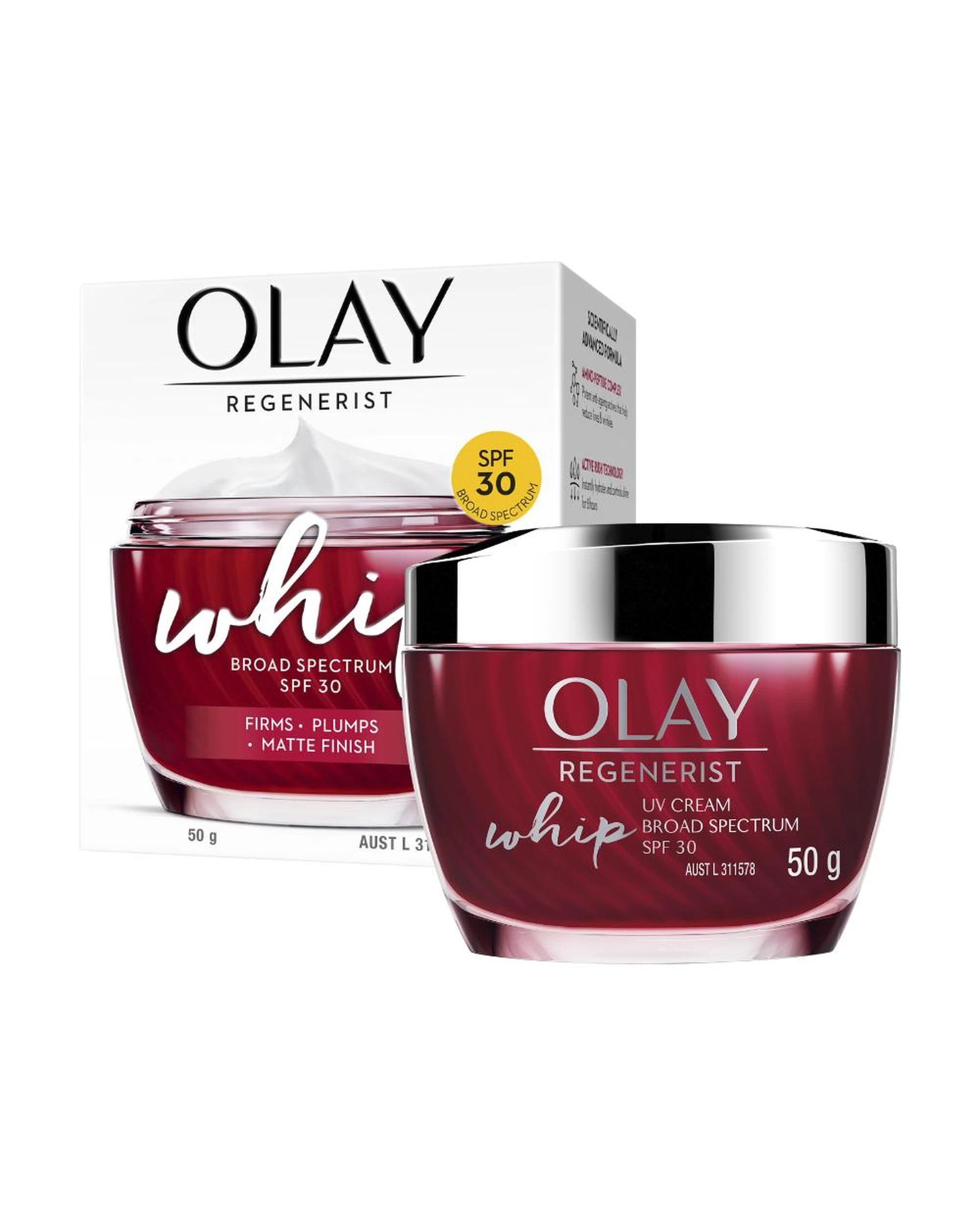1 Olay Regenerist Whip UV SPF30 Active Moisturiser 50g, 1 of 8