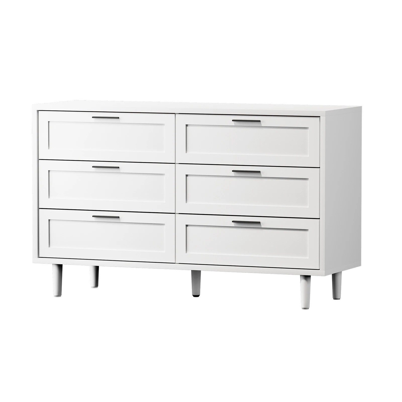 1 Oikiture 6 Chest Of Drawers Dresser Chest Storage Cabinet Lowboy
 - White, 1 of 10