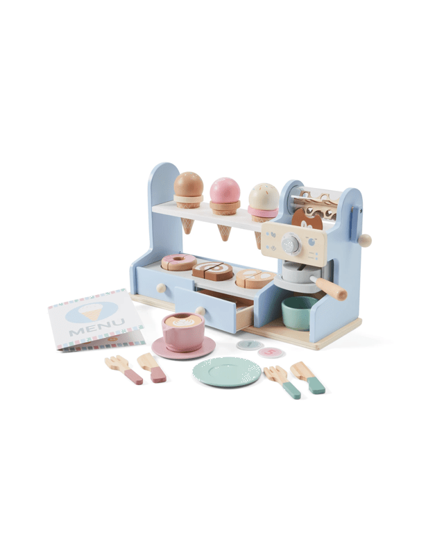 47 Piece Wooden Ice Cream and Coffee Shop Pla