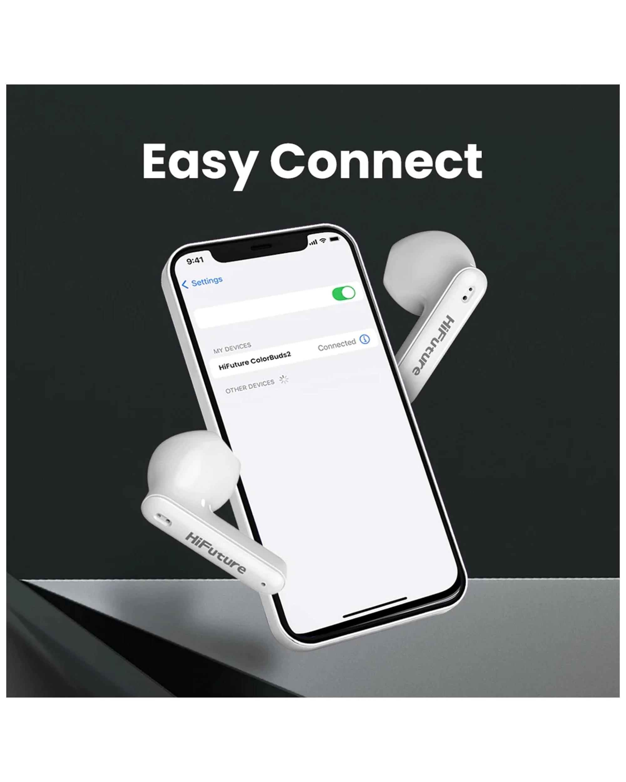 6 Hifuture Colourbuds2 True Wireless Bluetooth Soft Bass Earbuds White Noise Cancelled Earbuds - White, 6 of 9