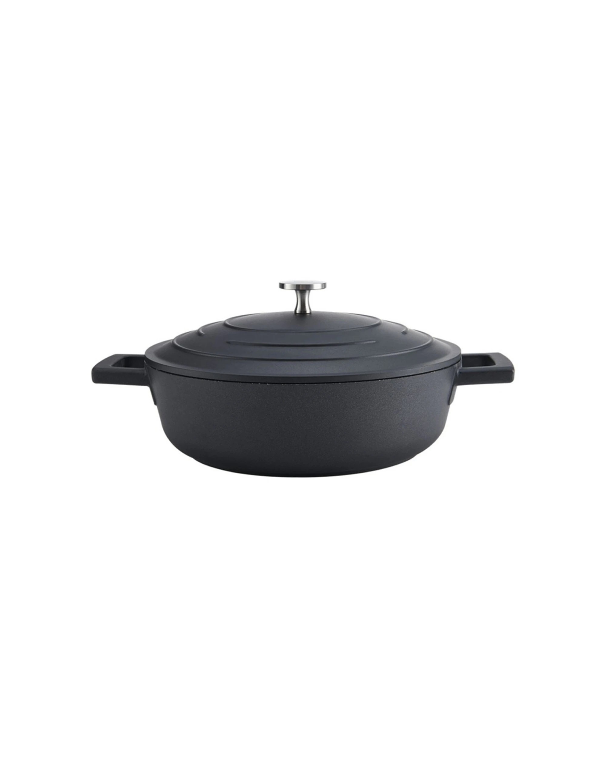 2 MasterCraft Cast Aluminium Shallow Casserole Dish Kitchen Cooking Pot 2.5L 24cm - Black, 2 of 5