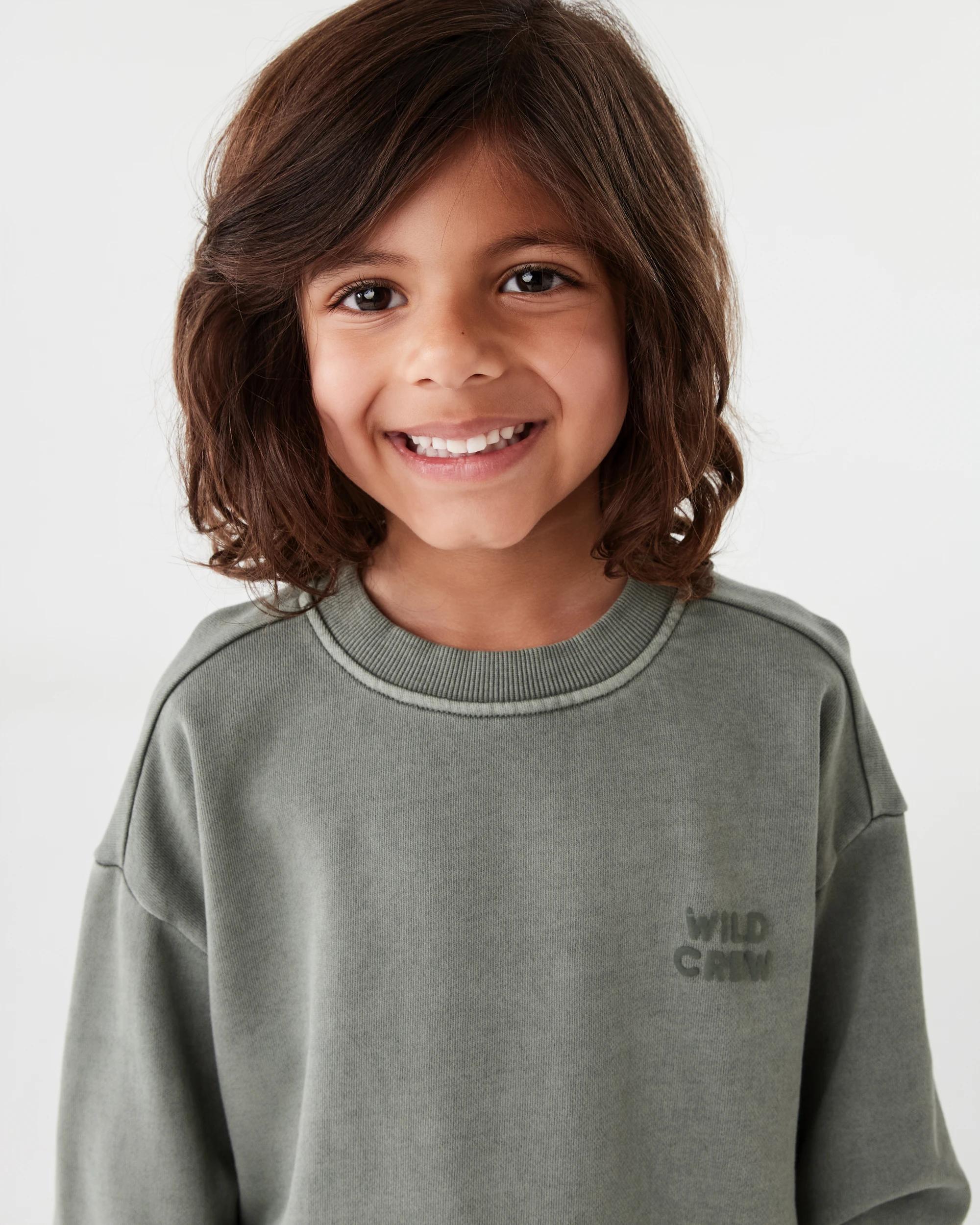 3 Oversized Washed Crew Neck Sweatshirt Mnr Khk, 3 of 7