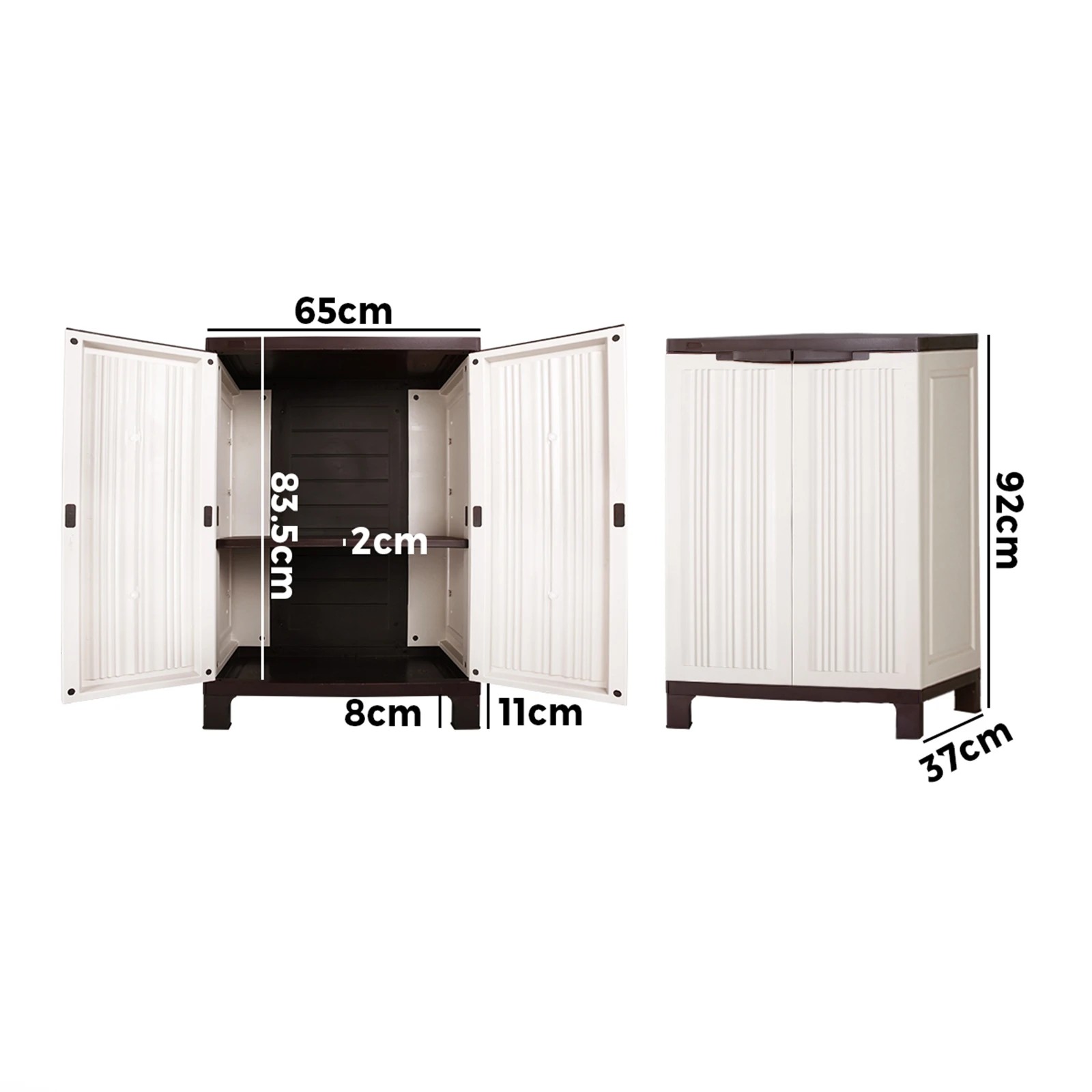 2 Livsip Outdoor Storage Cabinet Box Garden Garage Cupboard Adjustable Lockable - Beige, 2 of 7