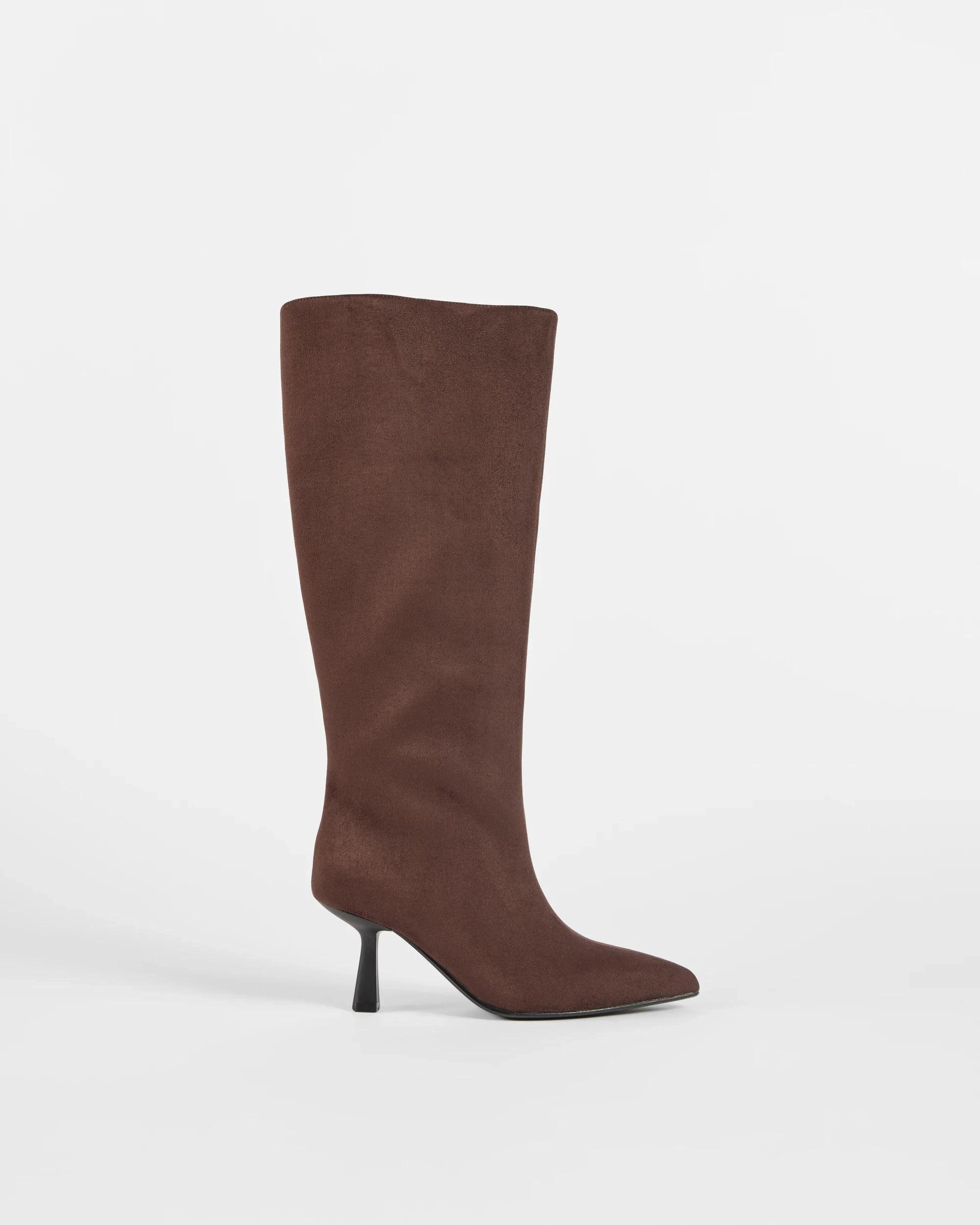 1 Target Woman High Heel Long Boots - Scarlet STRAIGHT CHOC FX SUEDE, 1 of 3