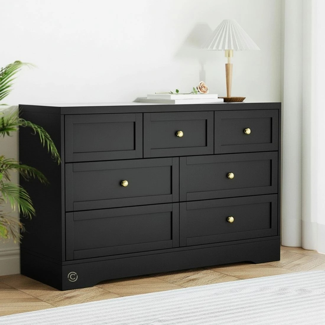 1 Artiss 7 Chest of Drawers Dresser Table - Black, 1 of 8