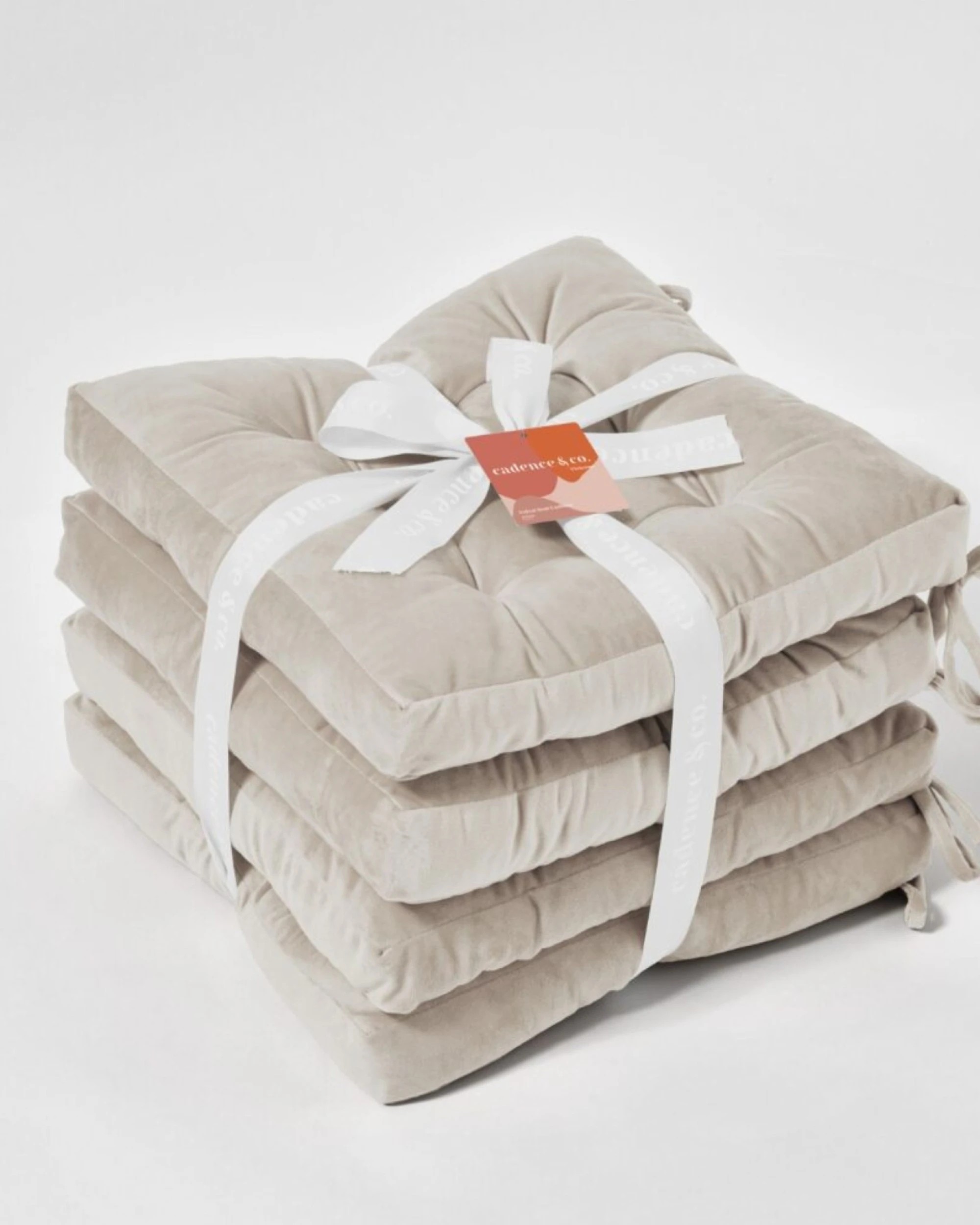 6 Cadence & Co. Vivienne Velvet Seat Cushion 4 Pack - Stone, 6 of 7