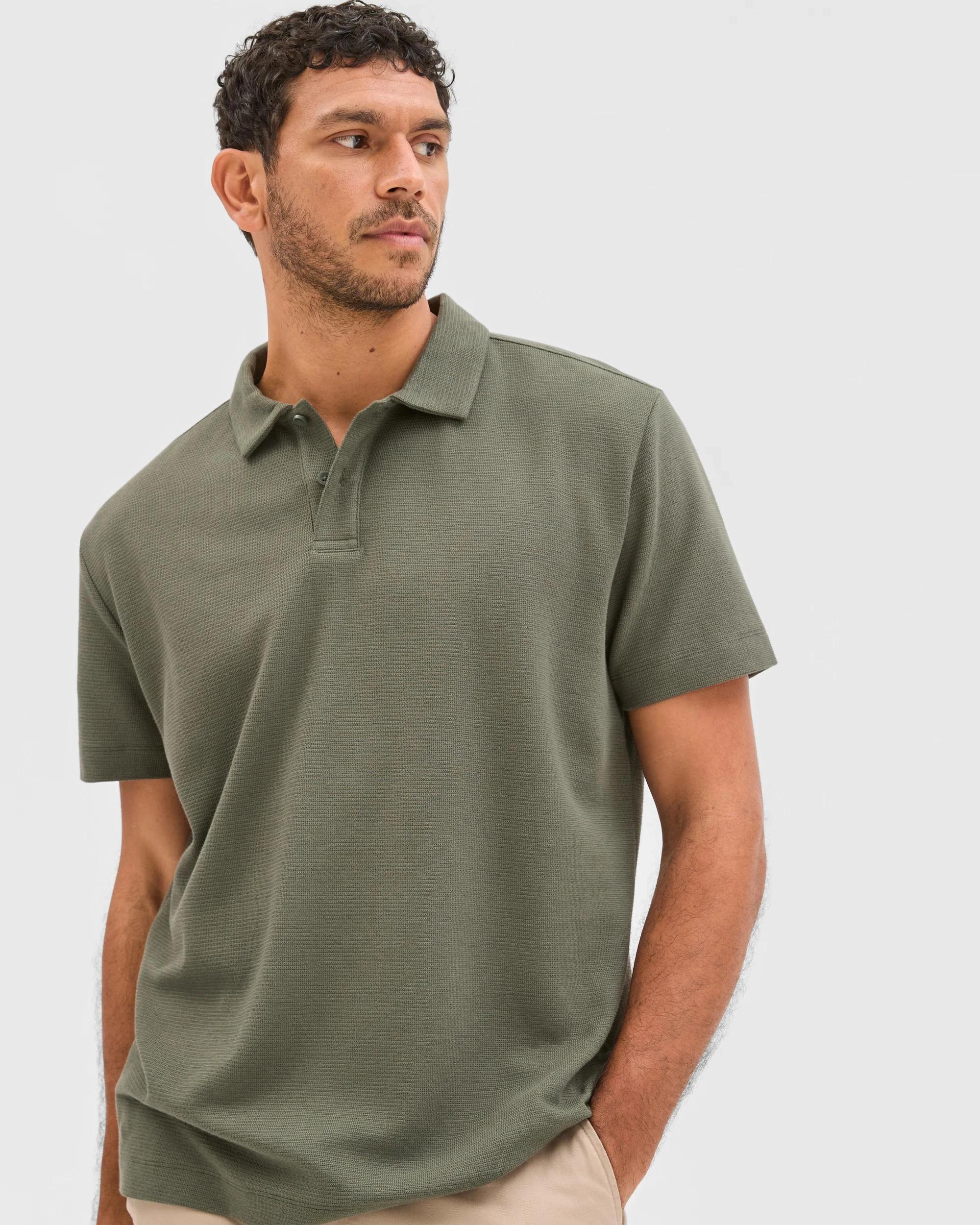 1 Target Australian Cotton Textured Fashion Polo Top DARK GREEN, 1 of 5