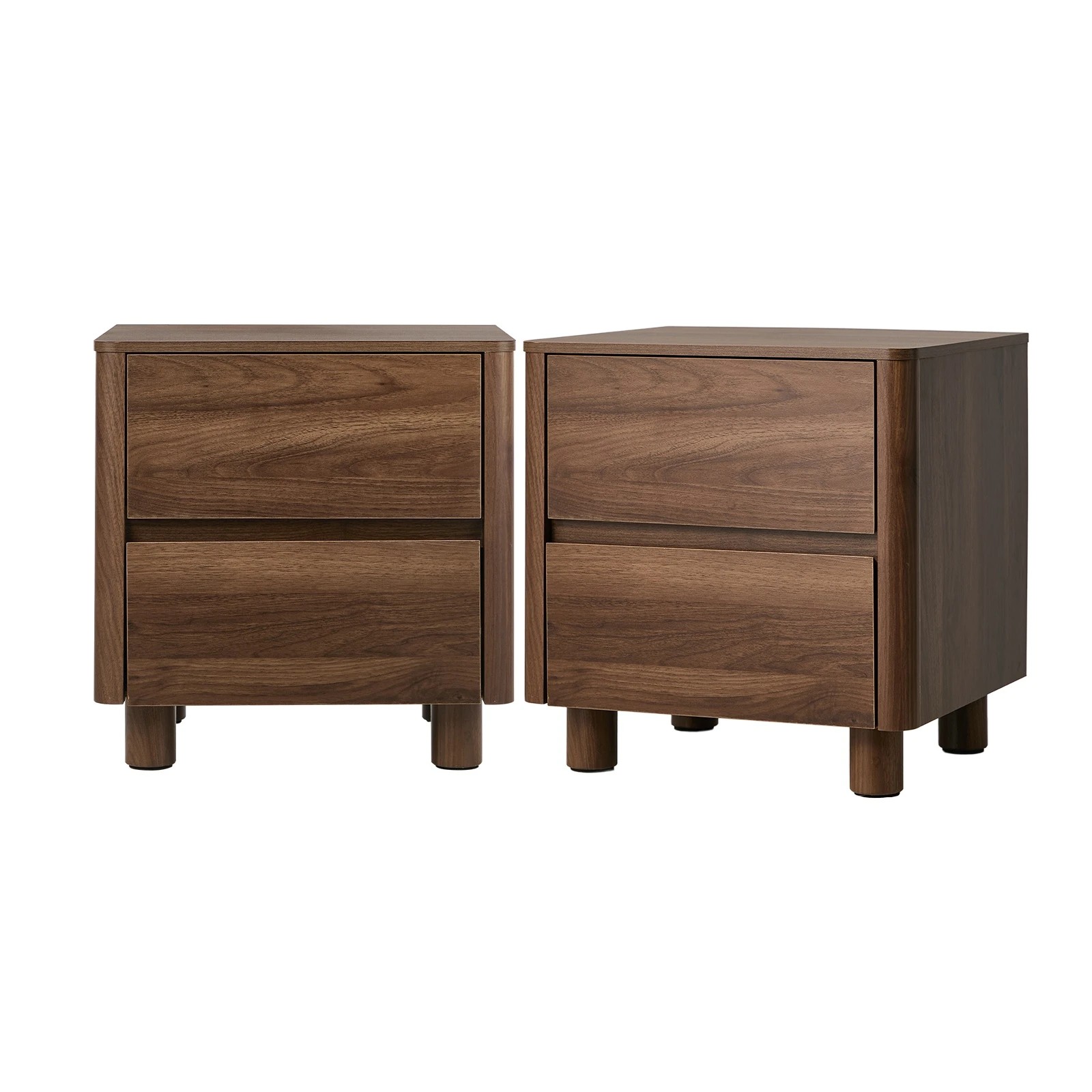 1 Oikiture 2x Bedside Table 2 Drawers Storage Cabinet Nightstand Side Table - Brown, 1 of 9