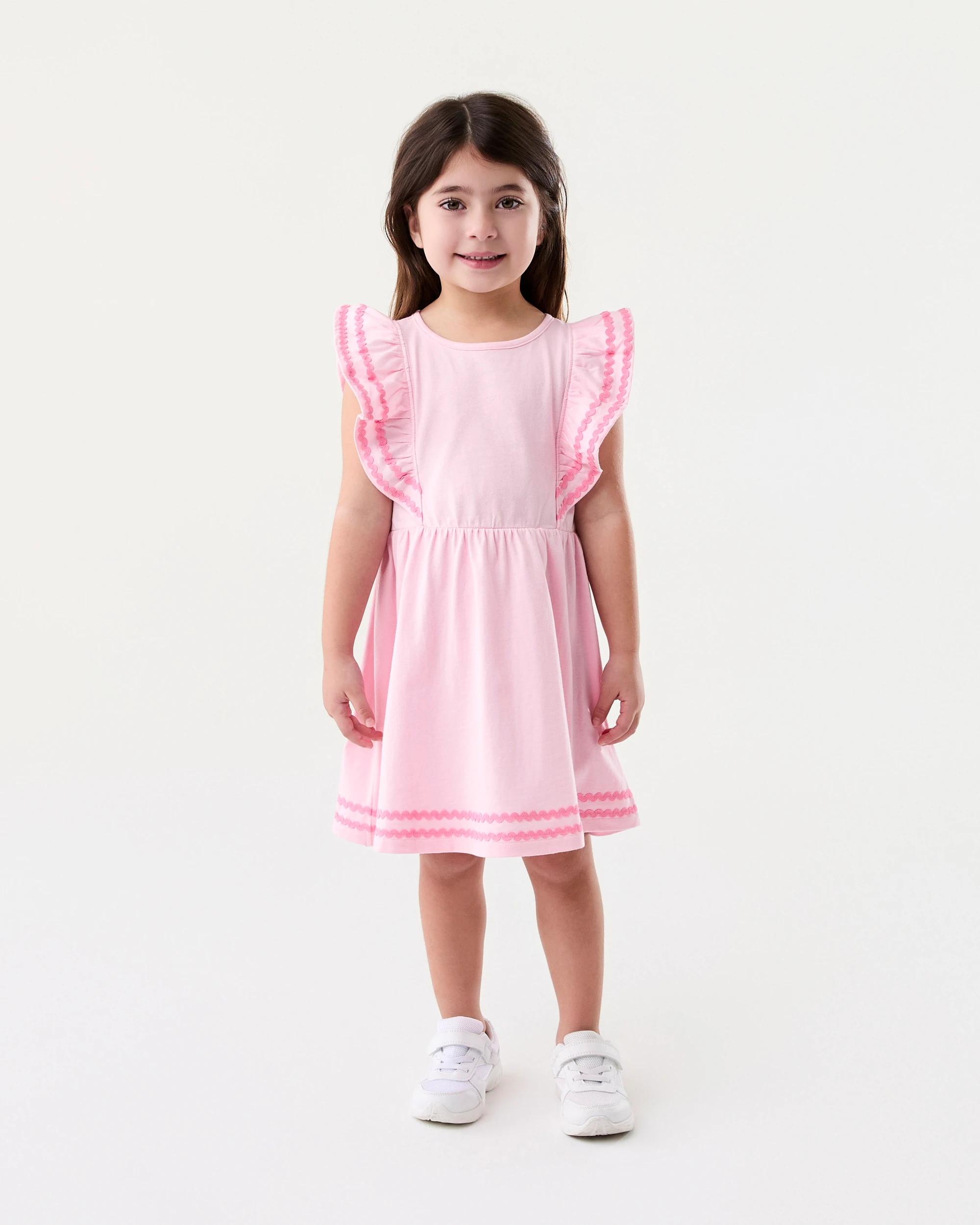 6 Frill Sleeve Dress Rose Pink, 6 of 7