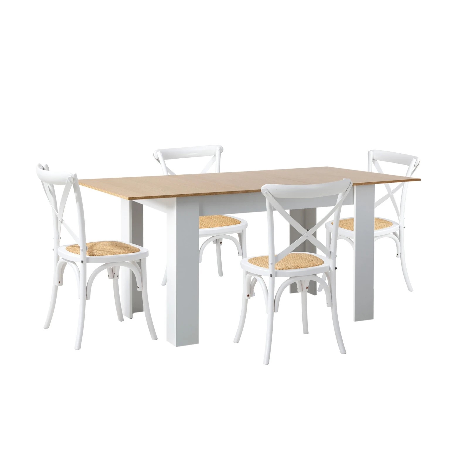 7 Oikiture 160cm Extendable Dining Table With 4pcs Dining Chairs Crossback
 - Multi, 7 of 10