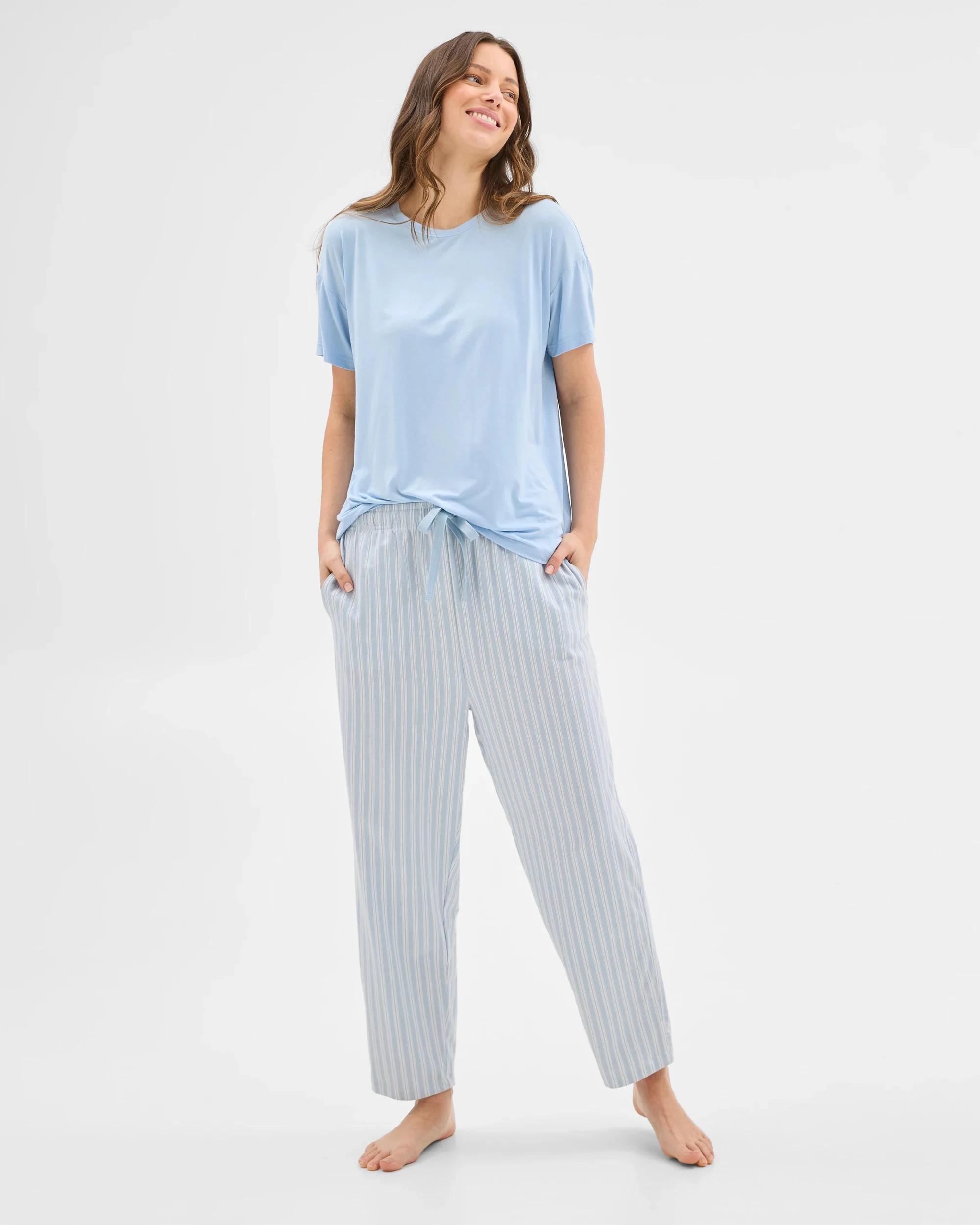 1 Target Australian Cotton 7/8 Length Sleep Pyjama Pants BLUE / STRIPE, 1 of 5