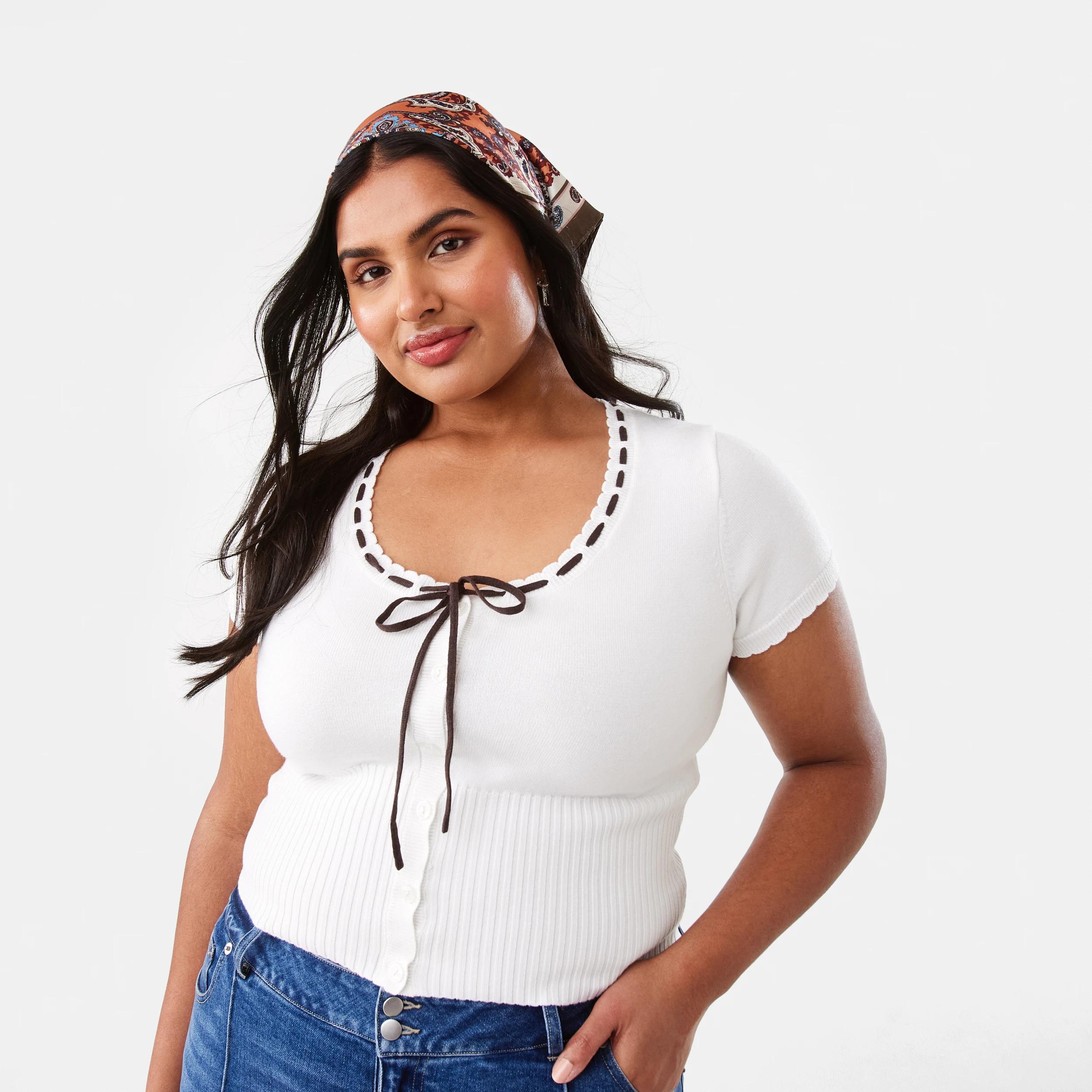 3 Short Sleeve Ribbon Detail Cardigan Snw White, 3 of 9