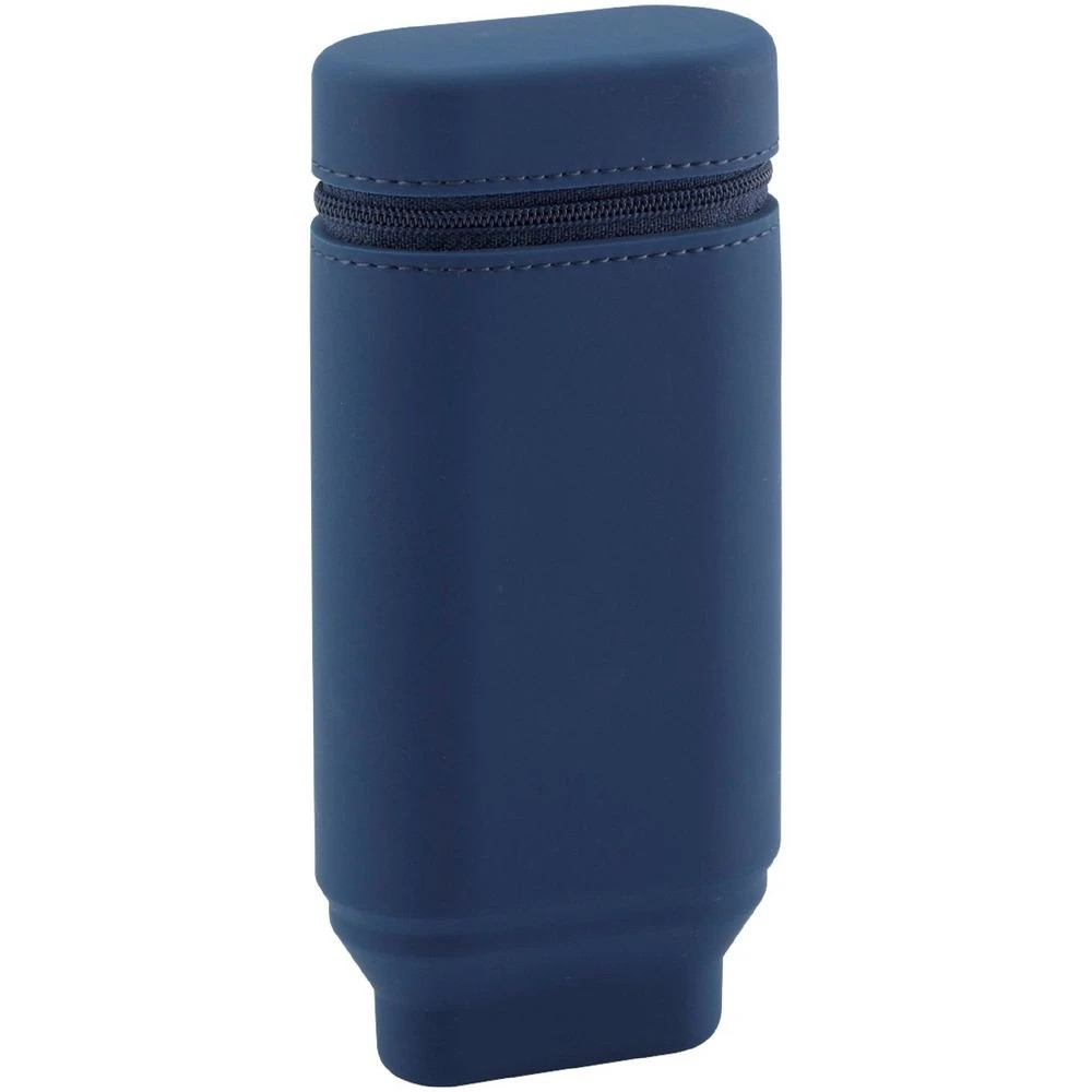 1 Smart Fit Single Zip Stand Up Oval Silicon Pencil Case Blue, 1 of 2